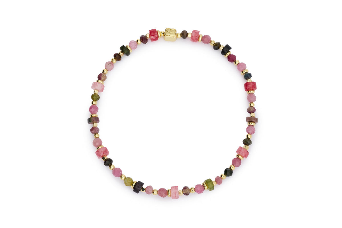 Beryl Gold & Tourmaline Gemstone Bracelet | Boho Betty
