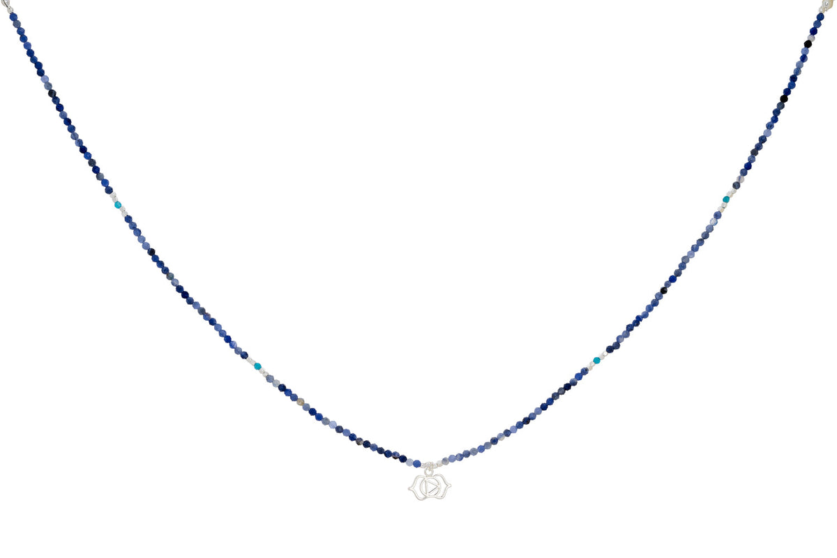 Blue Aventurine and Apatite Silver Third Eye Chakra Necklace