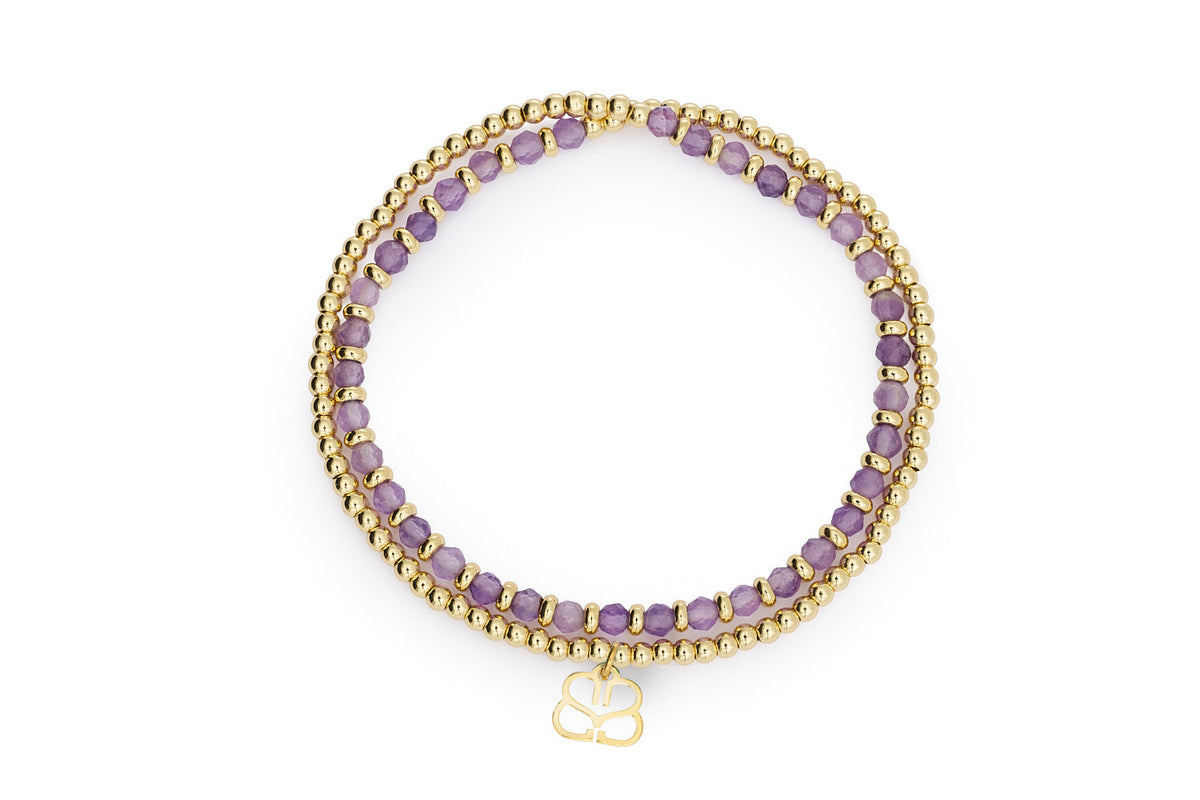 Bluebell Gold & Amethyst Stretch Bracelet