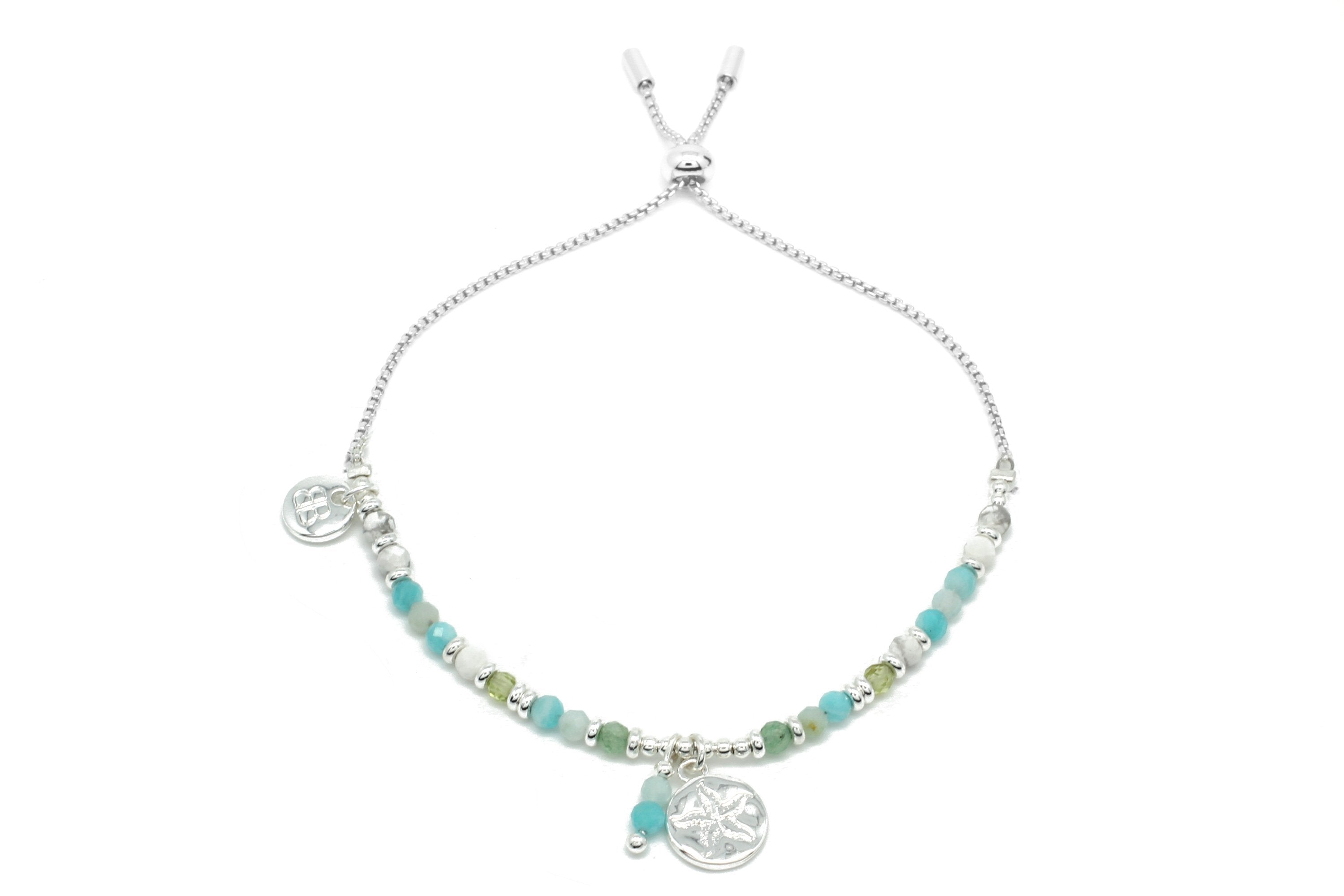 Amrum Aqua & Silver Charm Bracelet #color_Silver