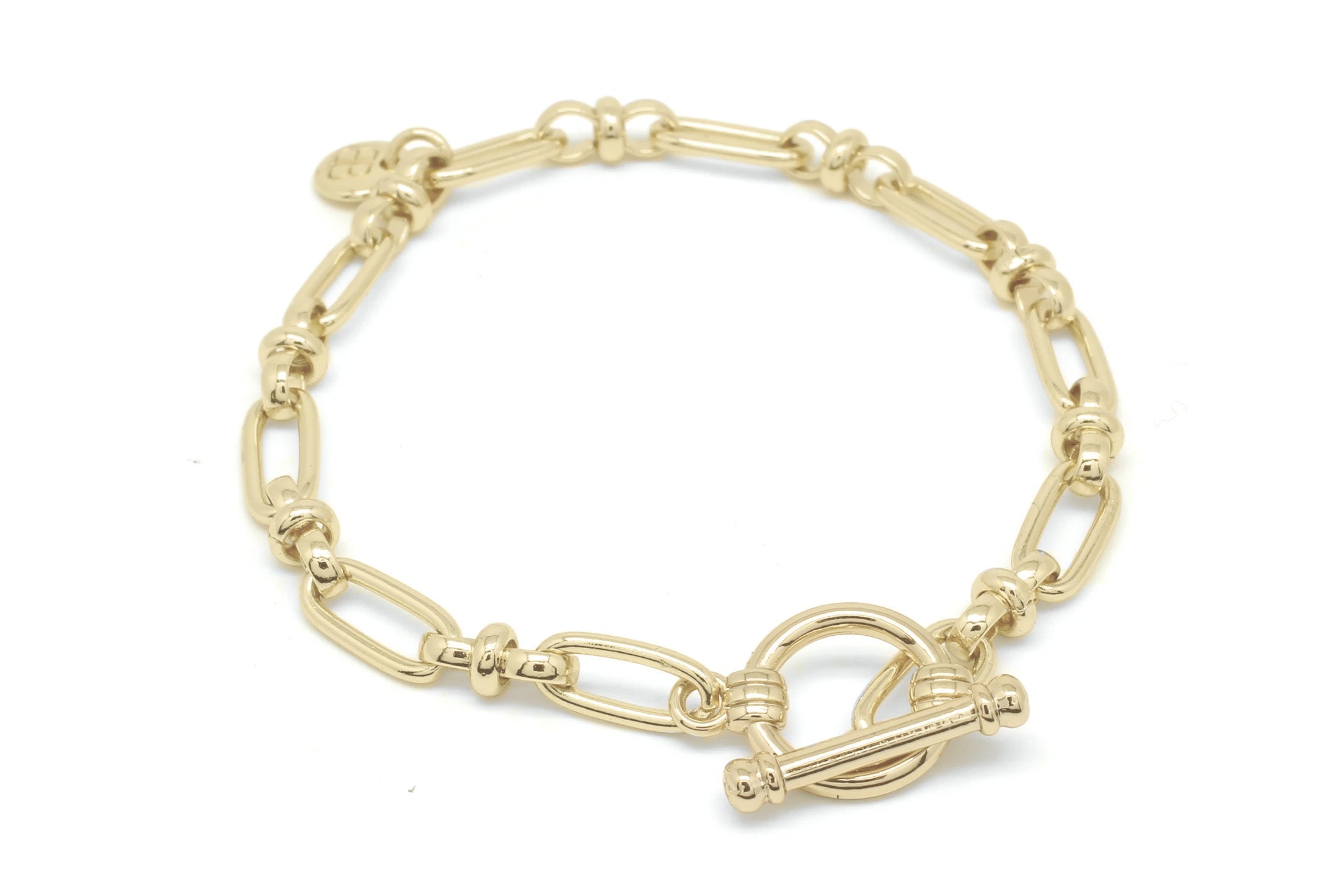 Dofida Gold T-Bar Chain Bracelet#color_gold