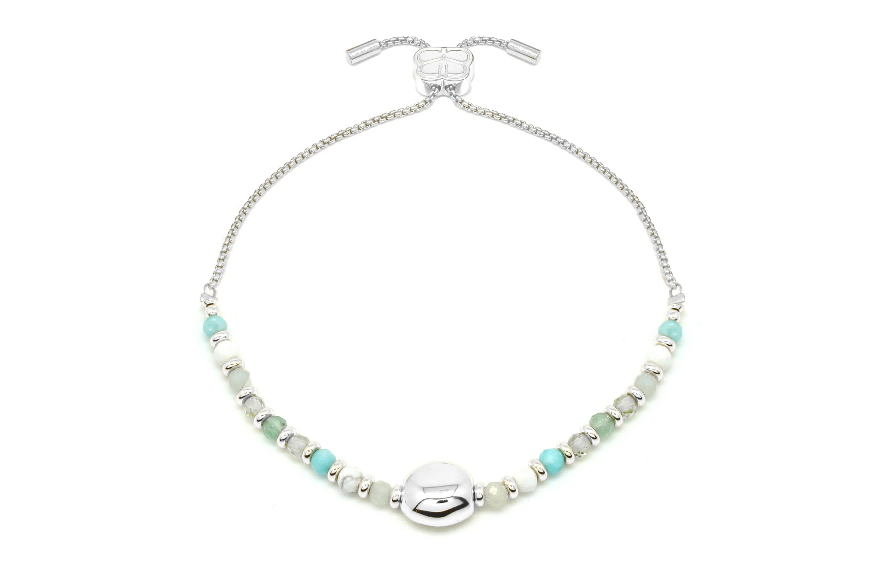 Kribi Aqua & Silver Pebble Bracelet - Boho Betty