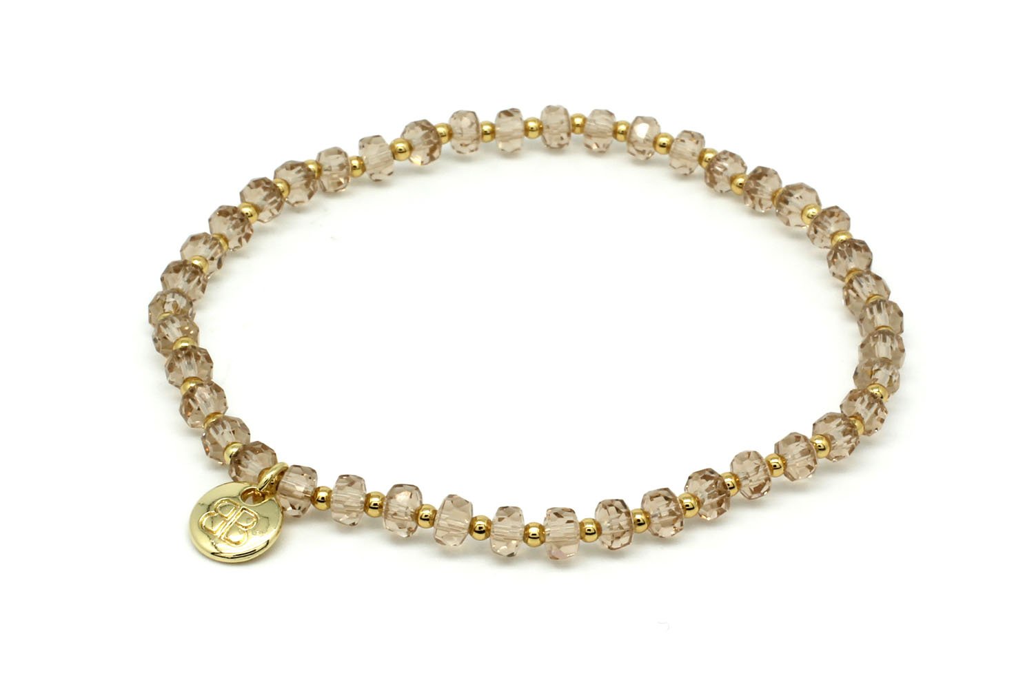 Prunus Smoke & Gold Crystal Stretch Bracelet - Boho Betty