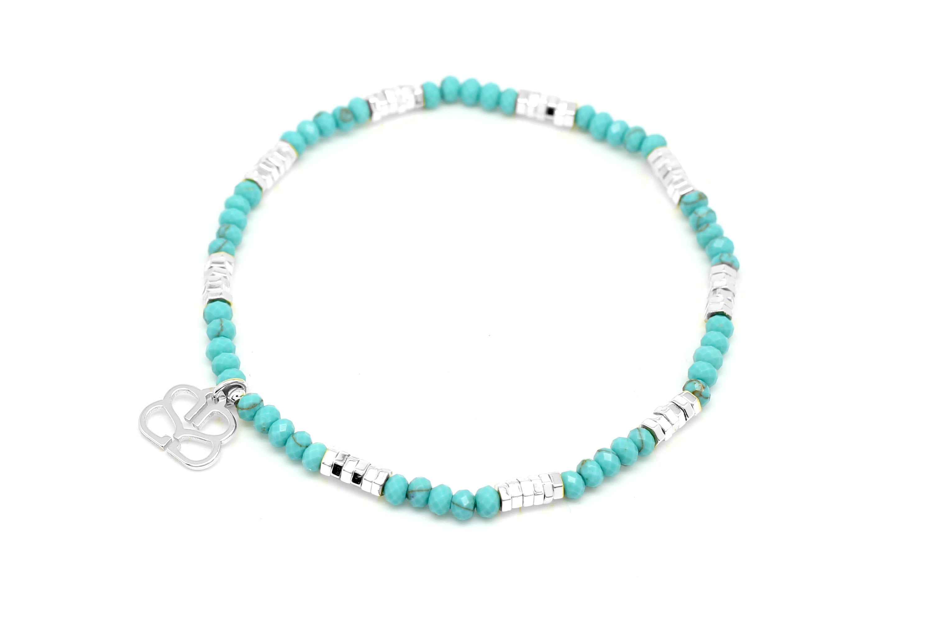 Cerulean Turquoise Stretch Bracelet #color_silver