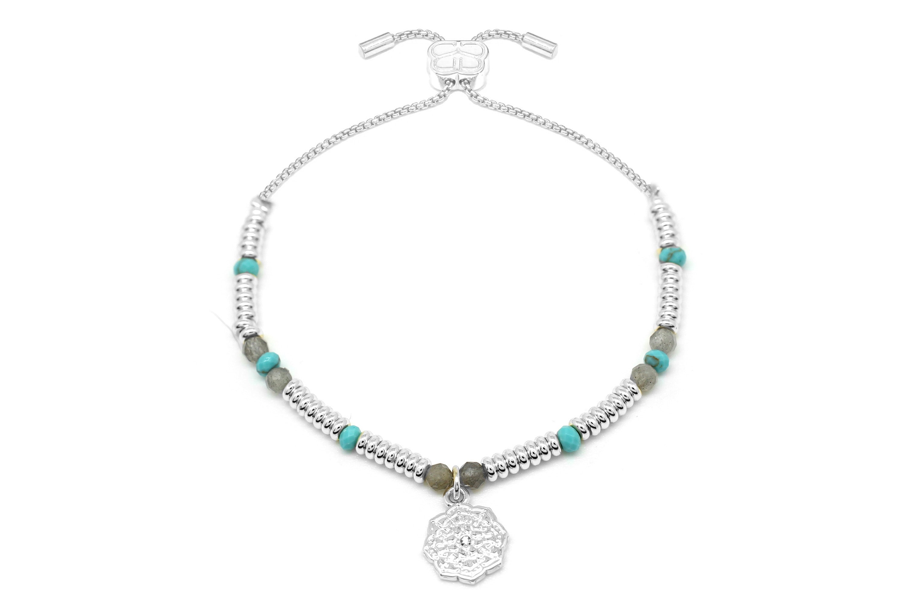 Bolus Turquoise, Labradorite & silver  Signature Charm Bracelet #color_silver