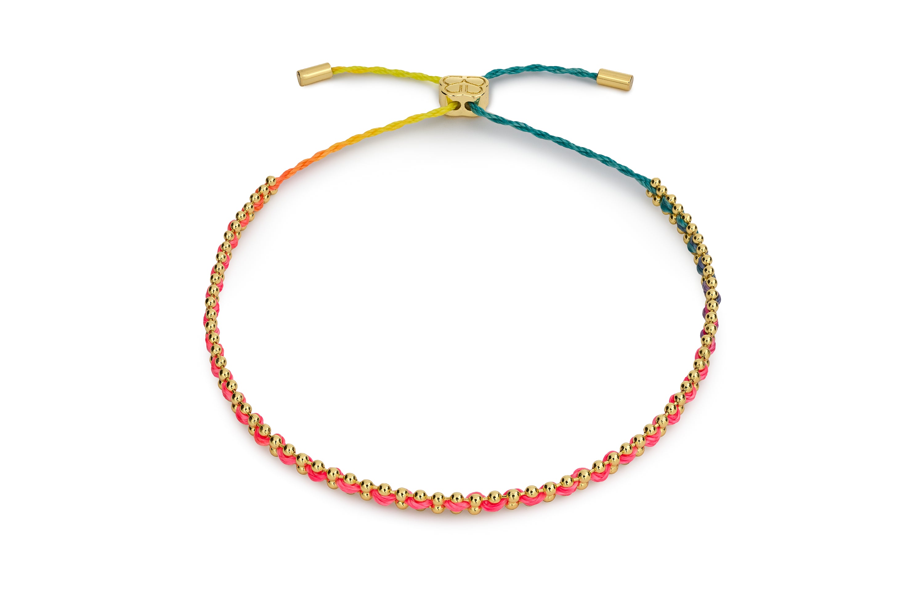 Braid Havana Brights Gold Woven Friendship Bracelet featuring vibrant woven threads with waterproof 14k Gold PVD stainless steel chain.