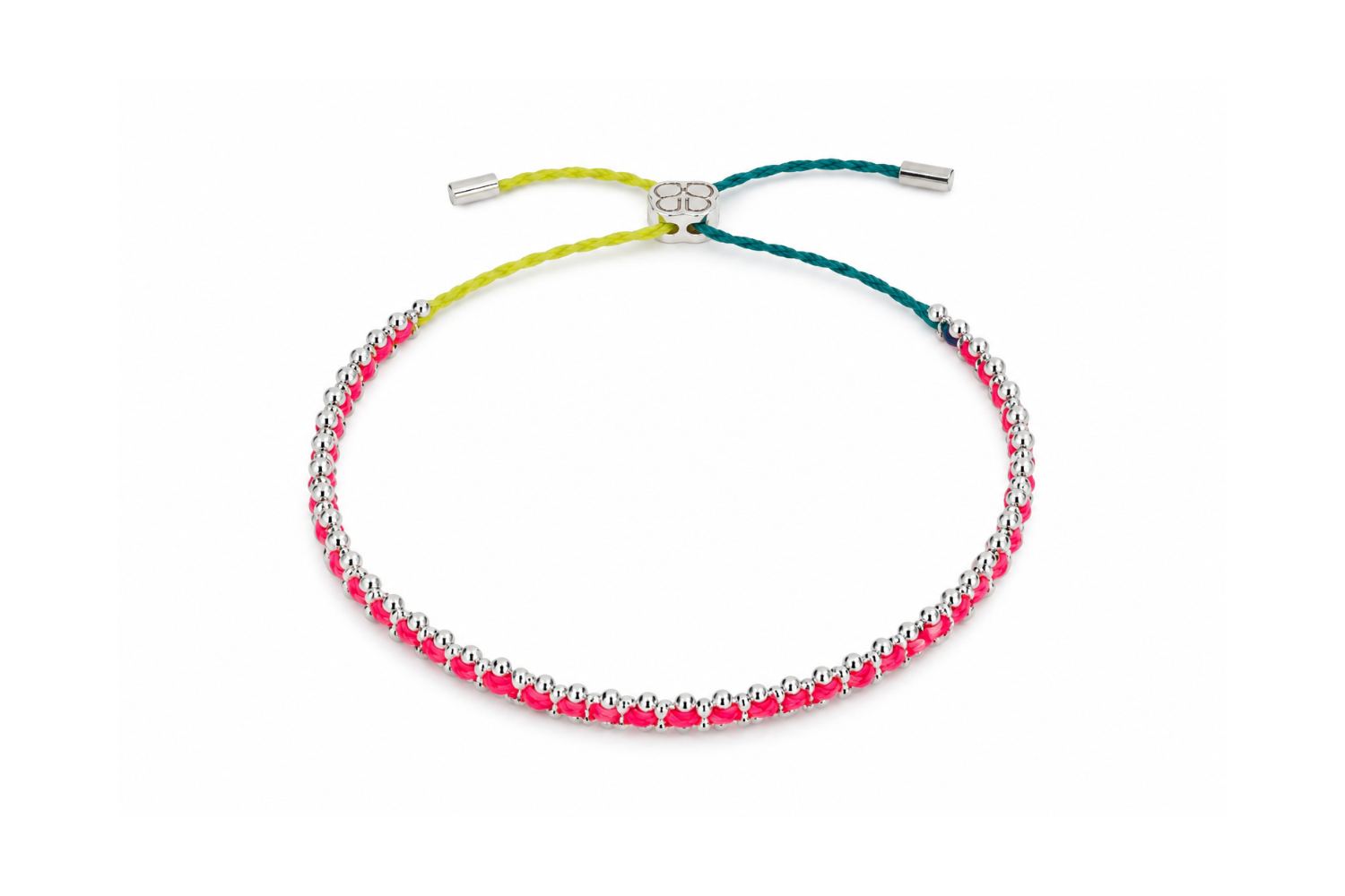 Braid Havana Brights Silver Woven Friendship Bracelet featuring vibrant woven threads with waterproof white gold PVD stainless steel chain.