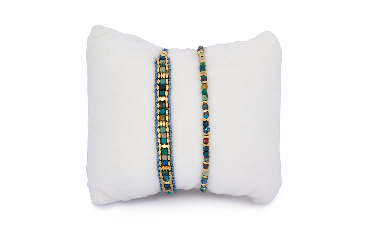 Celeste Azurite & Gold Bracelet Stack