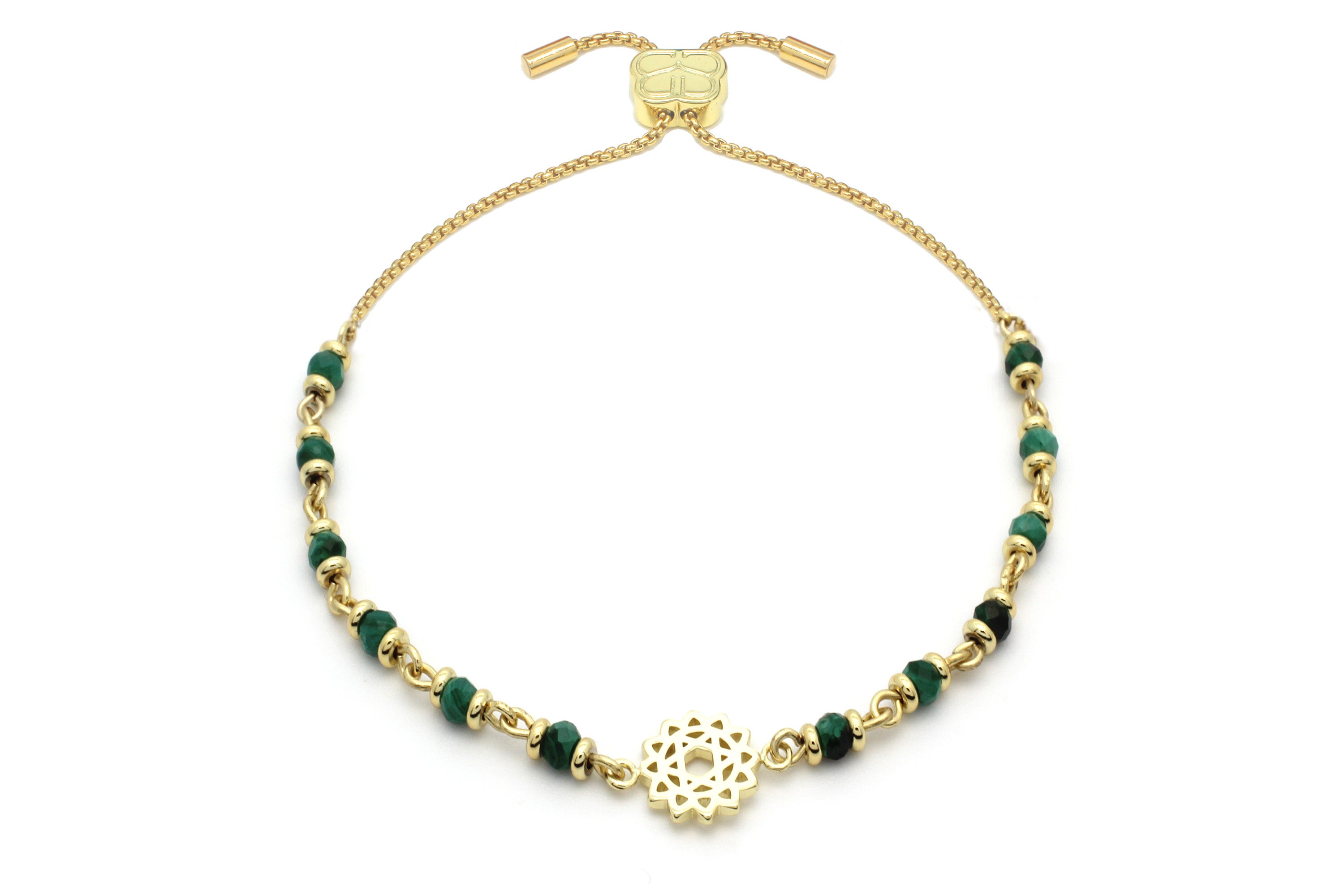 Heart Chakra Gemstone Gold Bracelet - Boho Betty