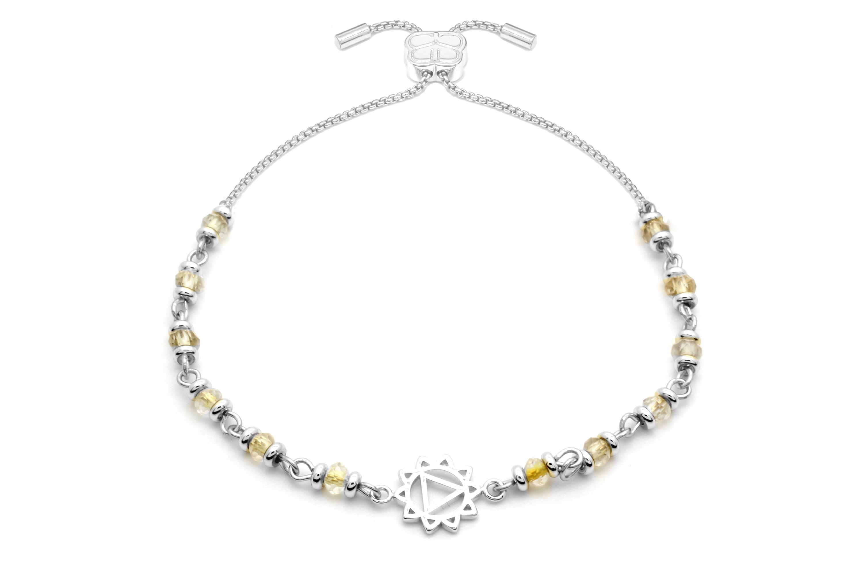 Solar Plexus Chakra Gemstone Bracelet Silver #color_silver