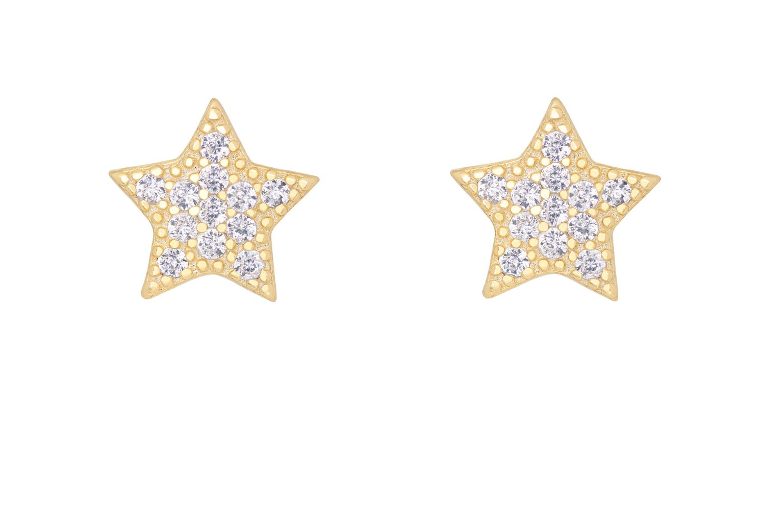 Chastain Sterling Silver CZ Star Stud Earrings featuring dainty, star-shaped designs adorned with sparkling cubic zirconia crystals, crafted from 925 sterling silver.
