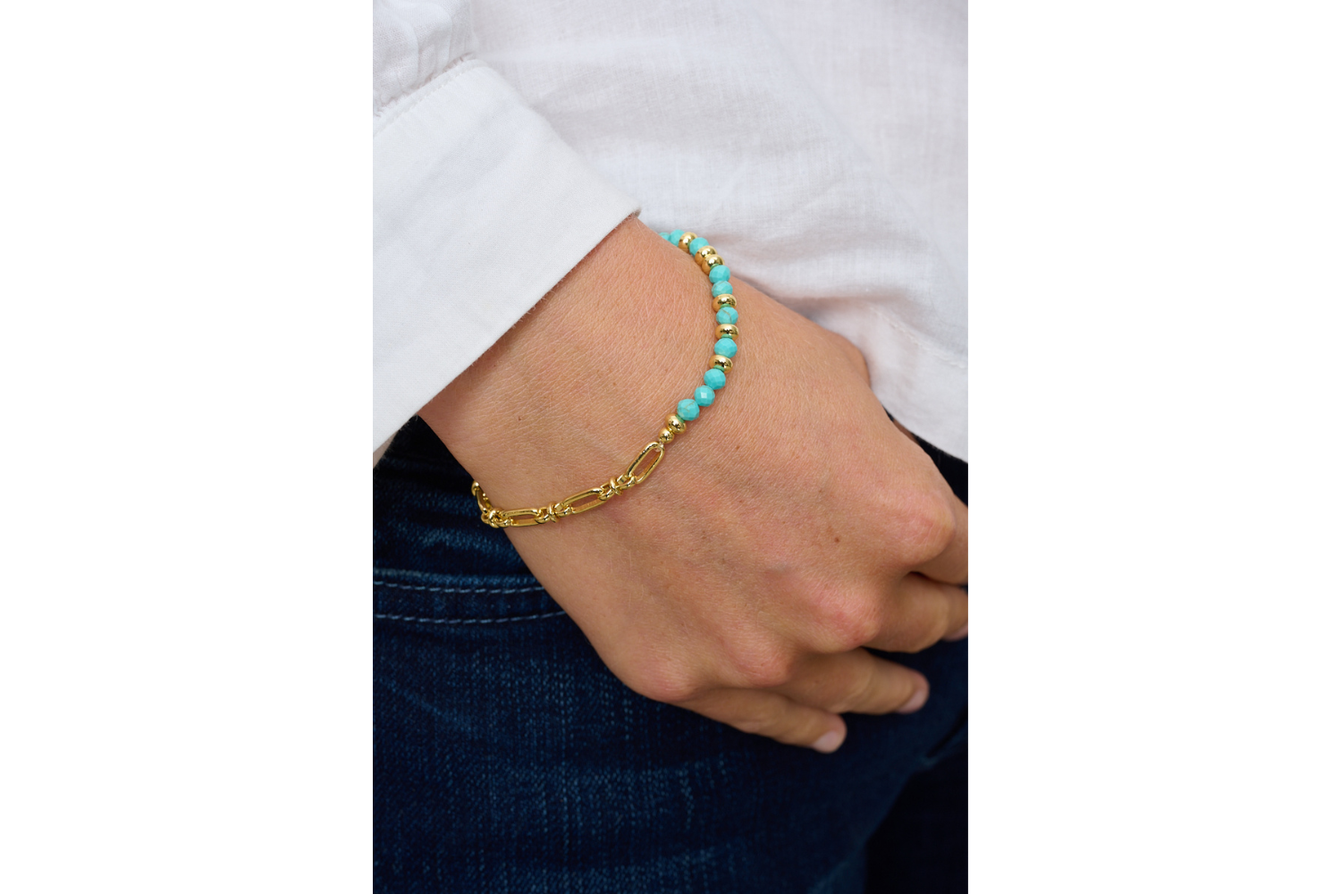 Bracelet styled with Boho Betty gemstone stacking bracelets