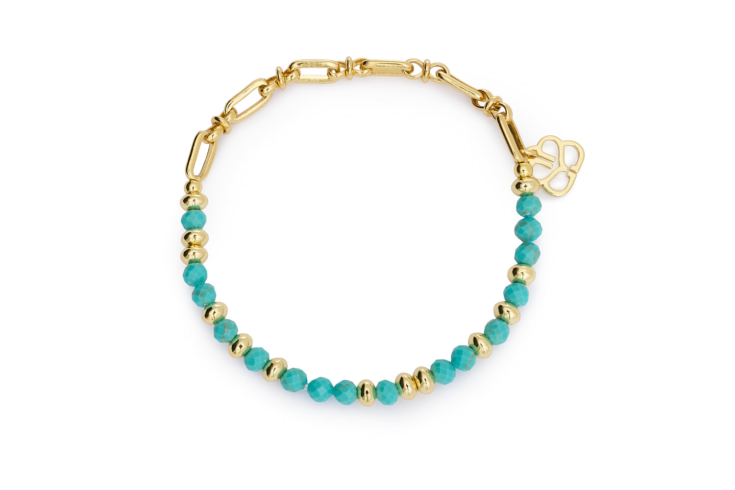 Dahlia gold and turquoise howlite gemstone bracelet by Boho Betty
