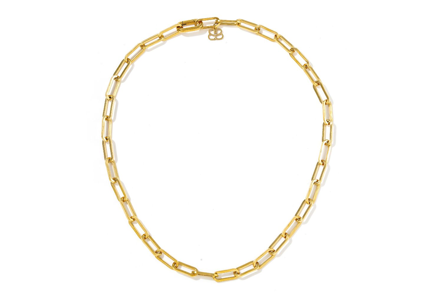 Daphne Gold Chunky Paperclip Chain Necklace with bold oval links and polished 14k gold PVD finish.
