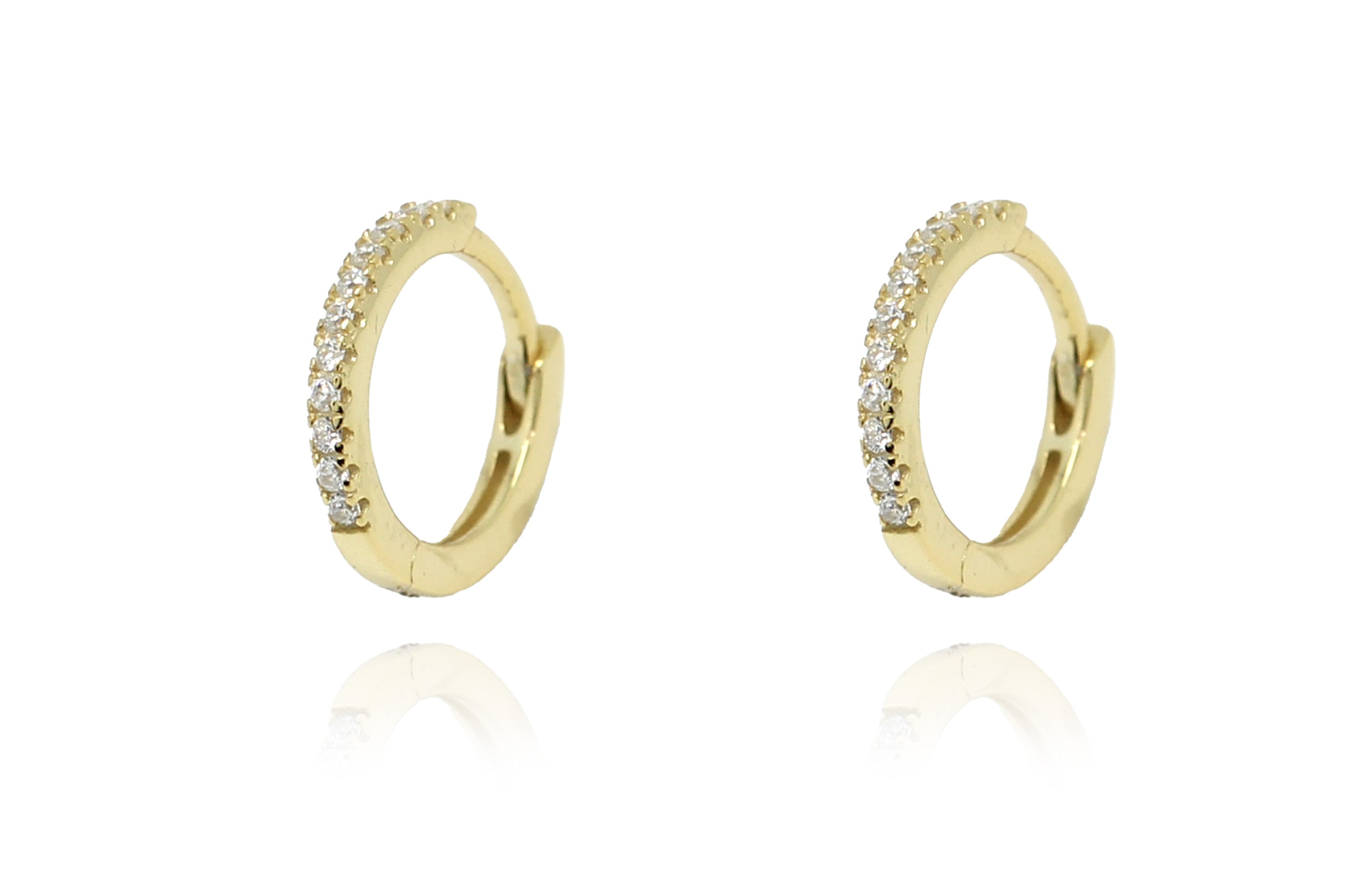 Dorval Silver CZ Hoop Huggie Earrings#color_gold