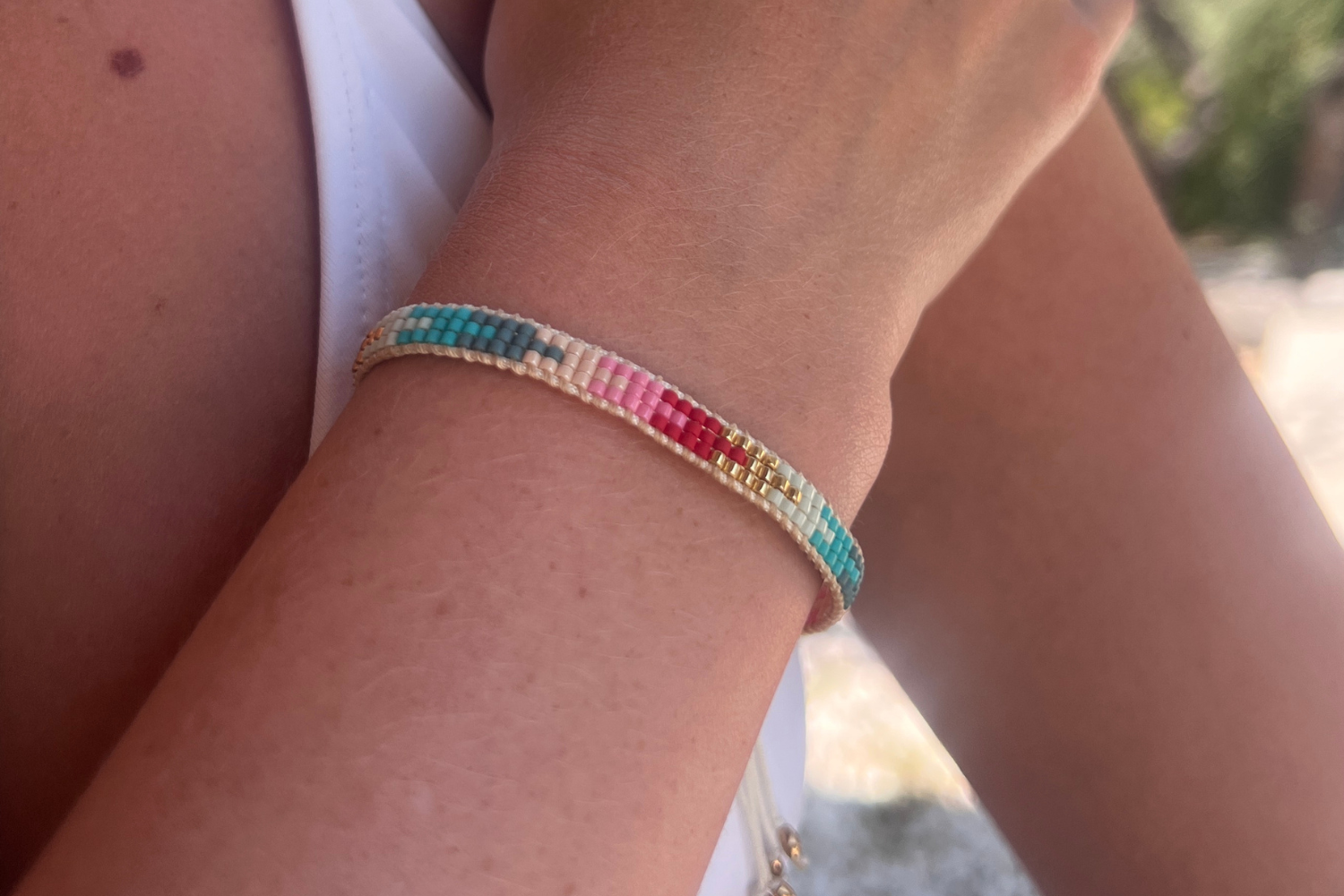 Macela Multi Gold Waterproof Beaded Friendship Bracelet Lifestyle