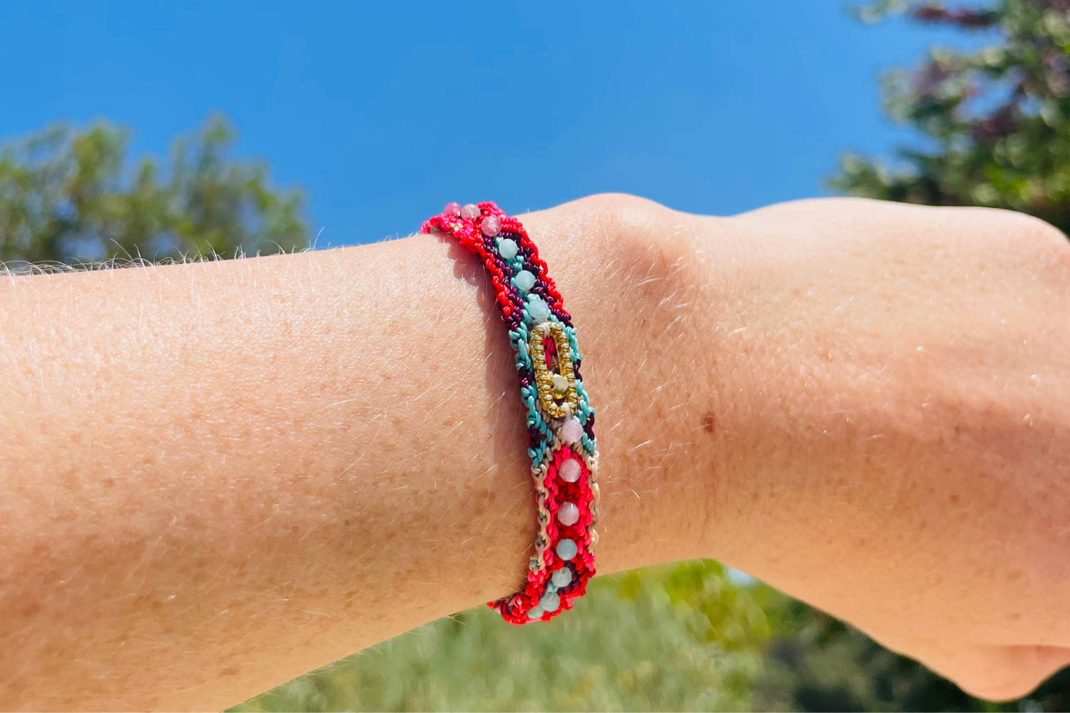 Rebecca Multi Gold Waterproof Gemstone Friendship Bracelet Lifestyle