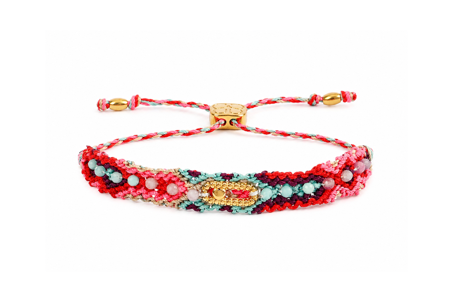 Rebecca Multi Gold Waterproof Gemstone Friendship Bracelet