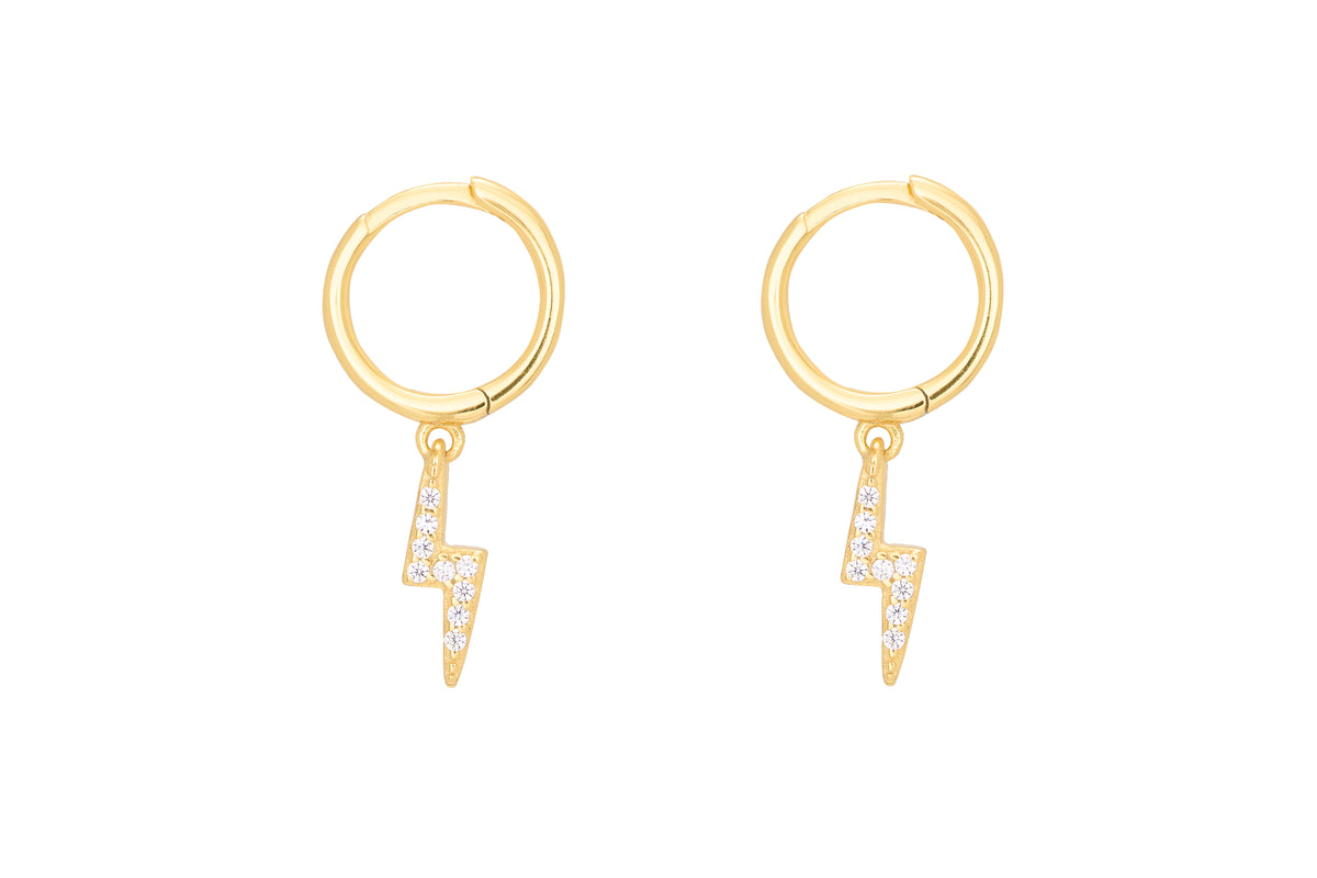 Callies Gold Lightning Bolt Sterling Silver Huggies
