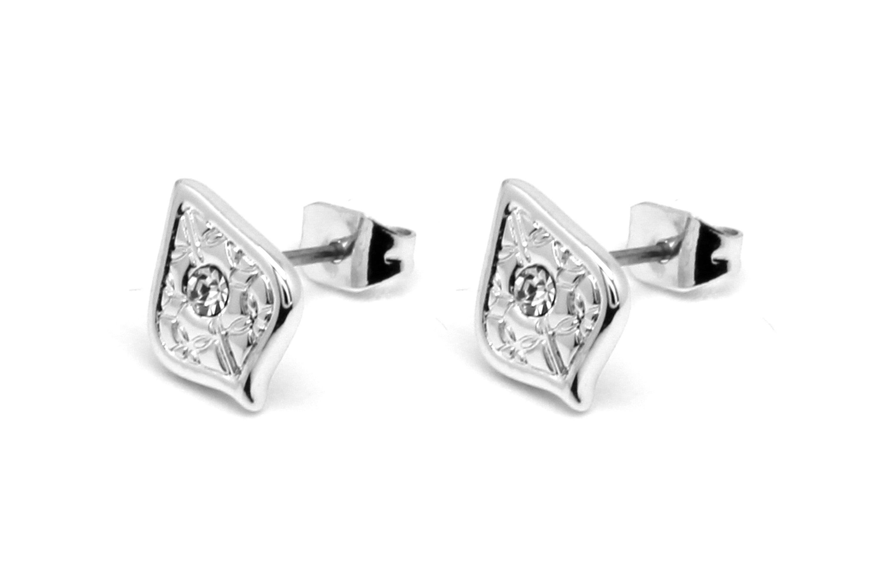 Linden Labradorite Gemstone Silver Stud Earring #color_Silver