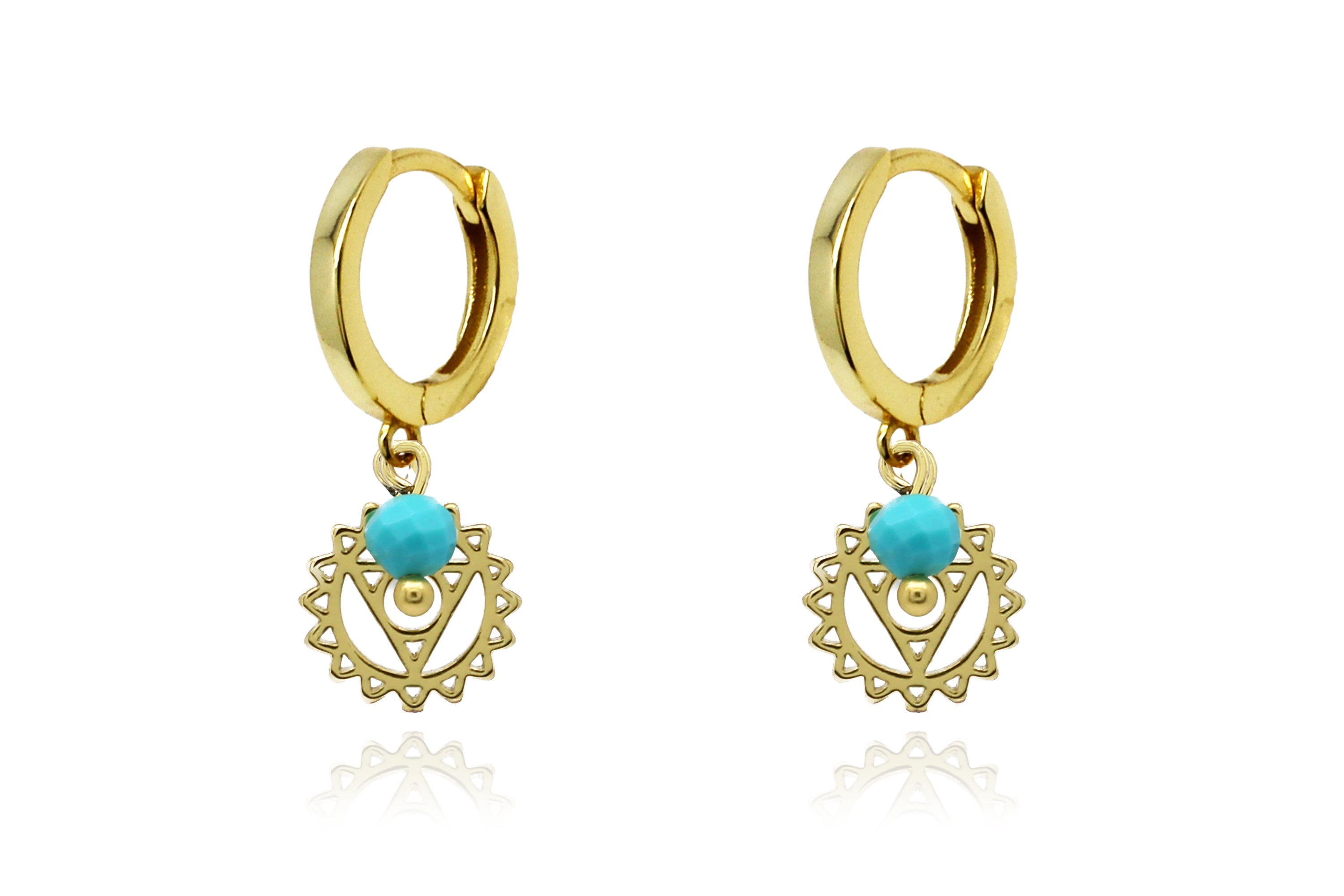 Throat Chakra Gold Hoop Earring#color_Gold