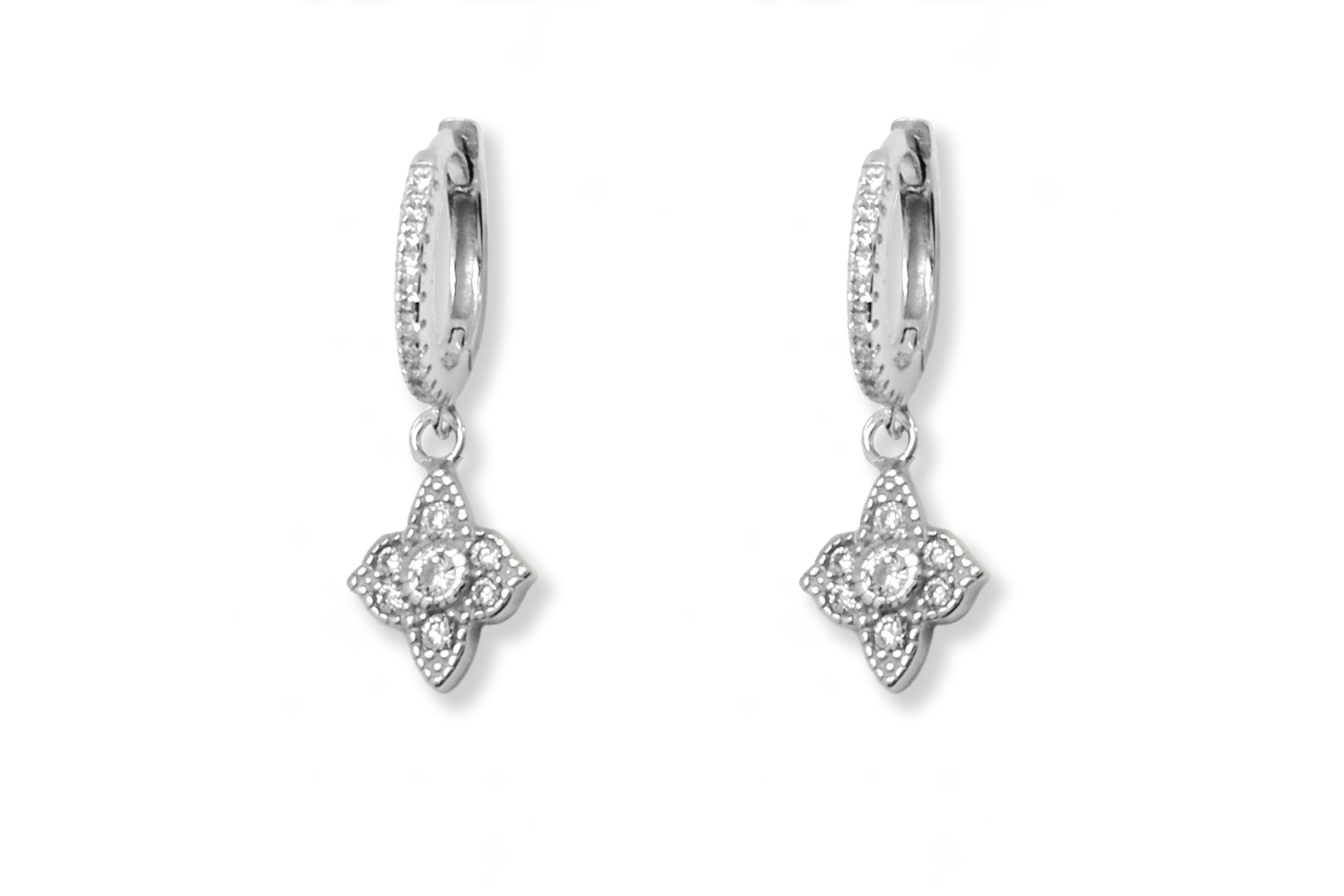 Stunning Sterling Silver hoops with cubic zirconia crystals. The perfect gift for her!