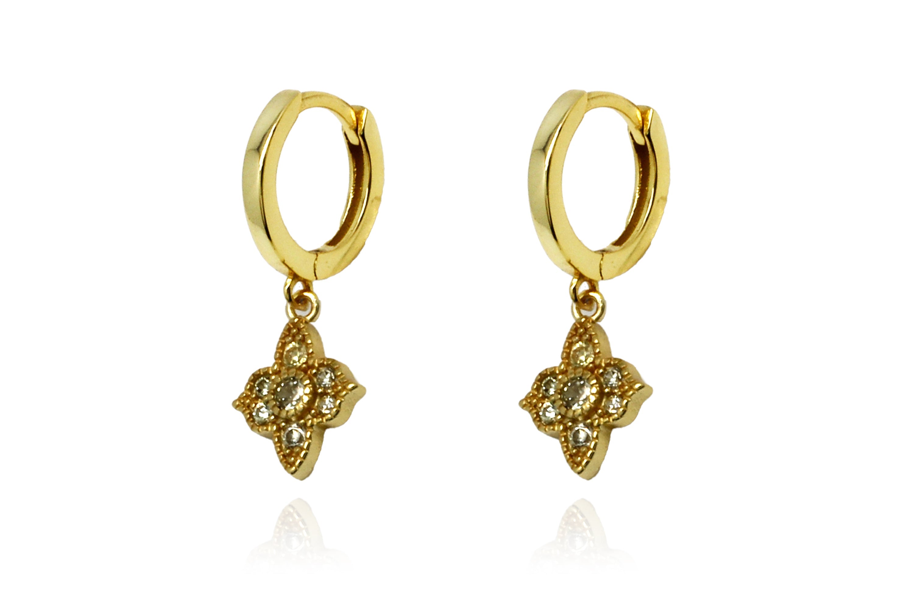 Theron Champagne CZ Gold Hoop Earrings - Boho Betty