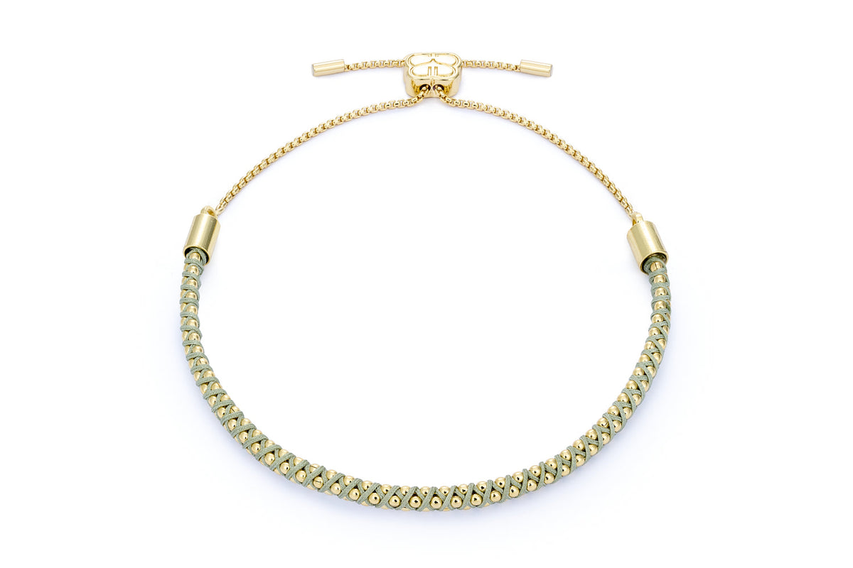 Emelia Gold & Pale Green Woven Bracelet
