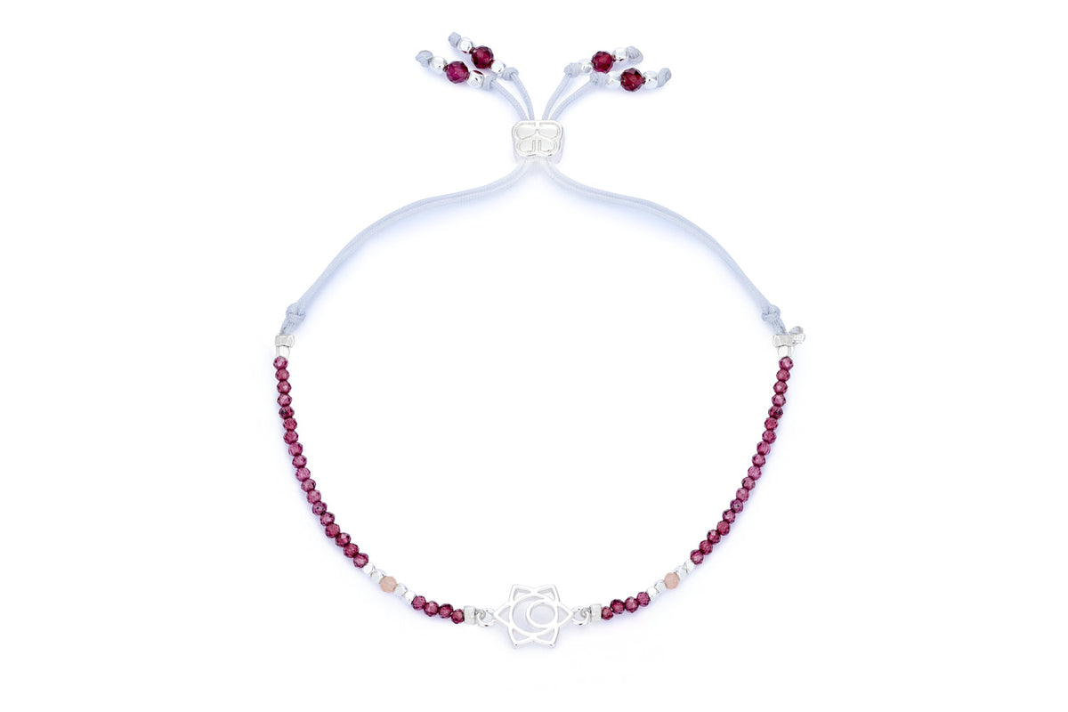 Garnet & Sunstone Silver Sacral Chakra Bracelet