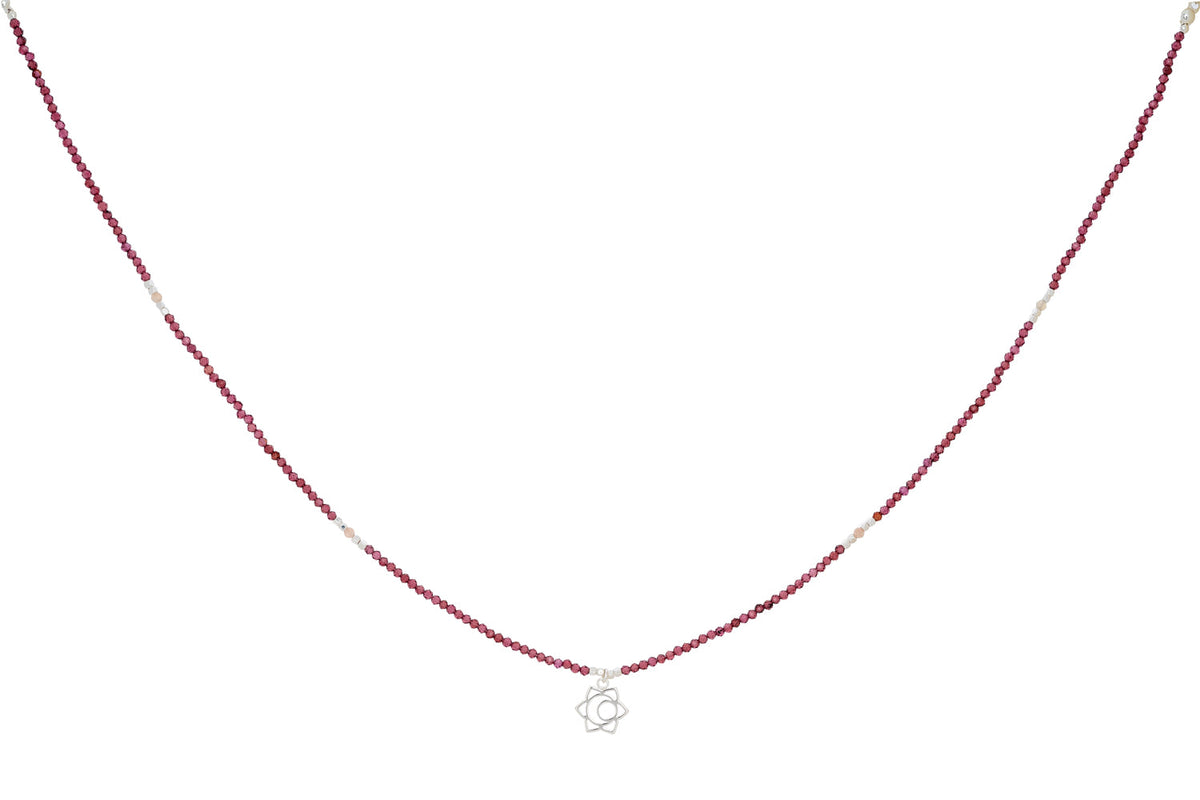 Garnet and Sunstone Silver Sacral Chakra Necklace