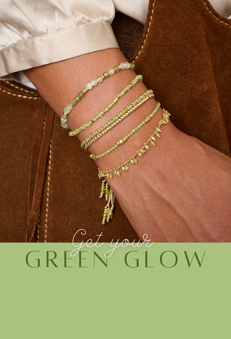 Boho Betty Stacking Green Peridot Bracelets. Perfect jewellery stacking and gift for her
