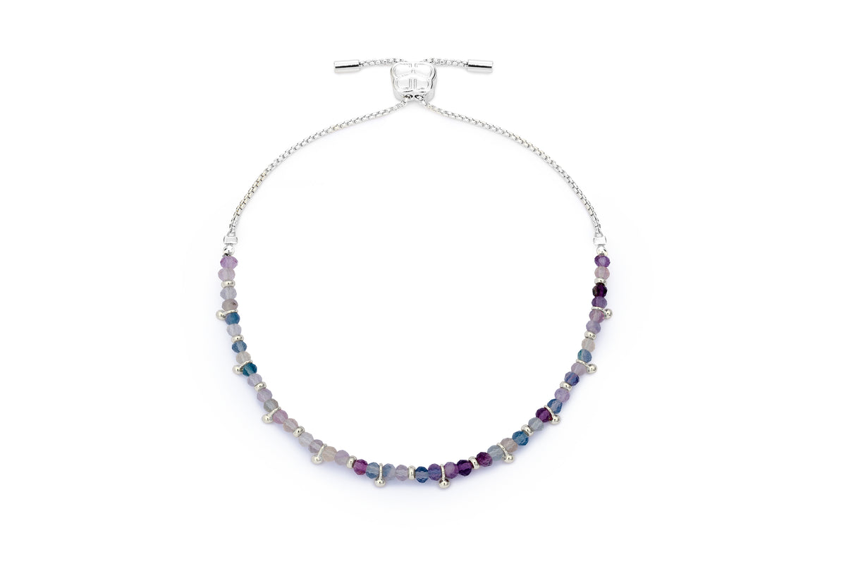 Harmony Silver & Rainbow Fluorite Gemstone Bracelet