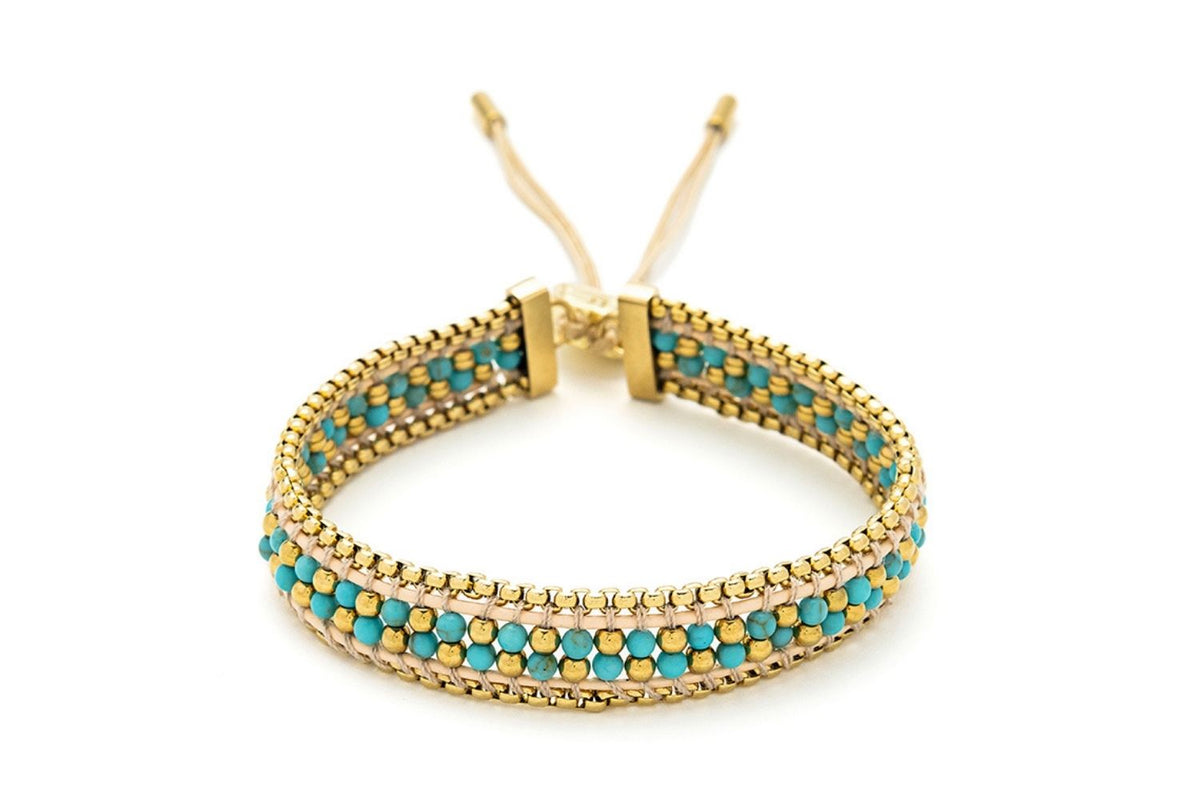 Isla Turquoise Gold Braided Bracelet