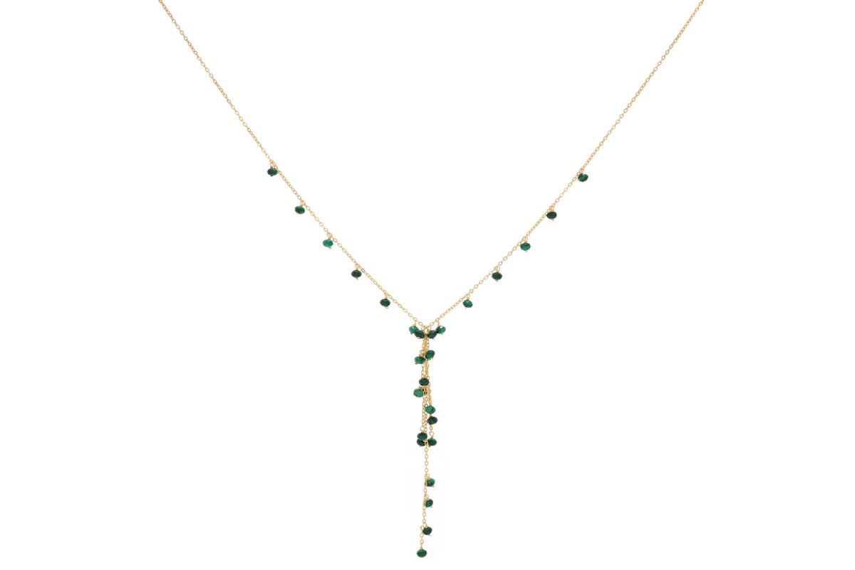 Ivy Malachite Lariat Gemstone Necklace