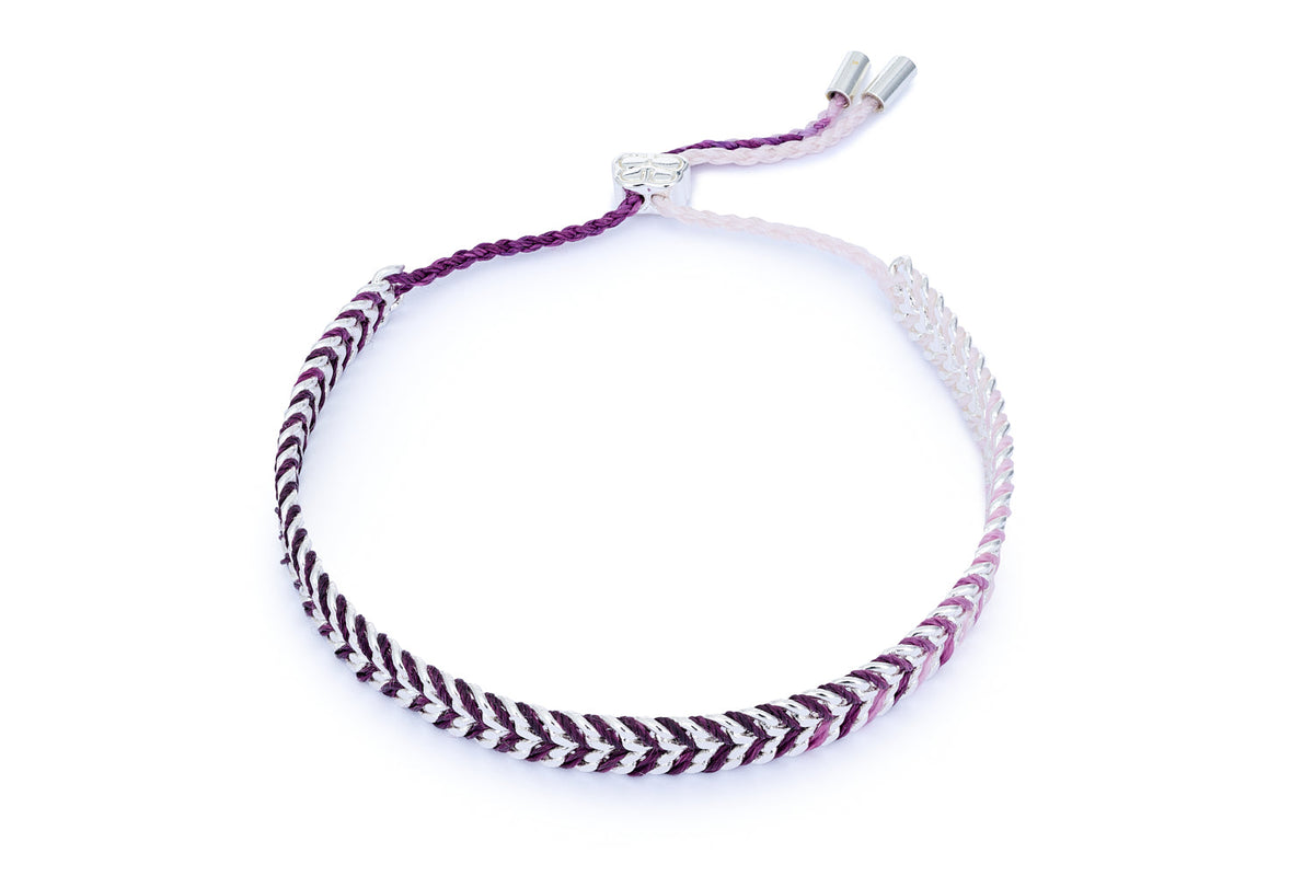 Iztac Silver & Purple Ombre Braided Bracelet