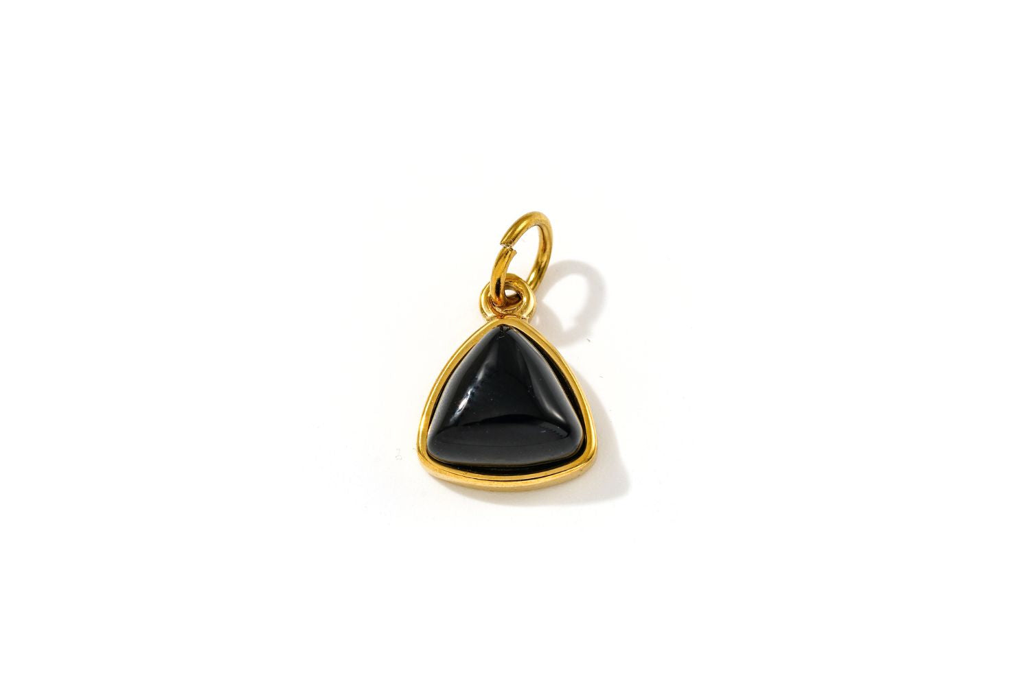 Kallisto black agate triangle pendant charm with 14k gold PVD finish