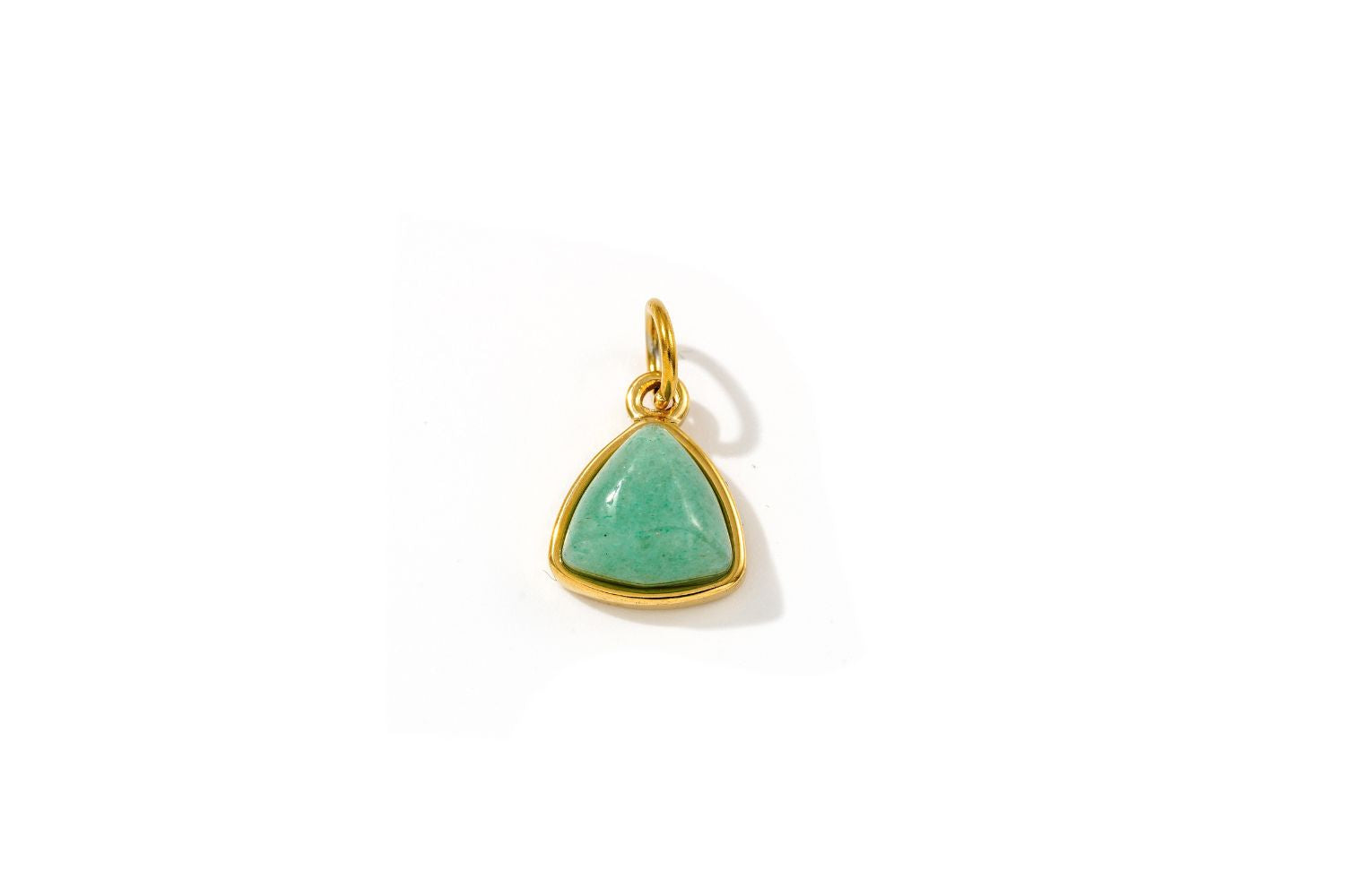 Kallisto green aventurine triangle pendant charm in 14k gold PVD