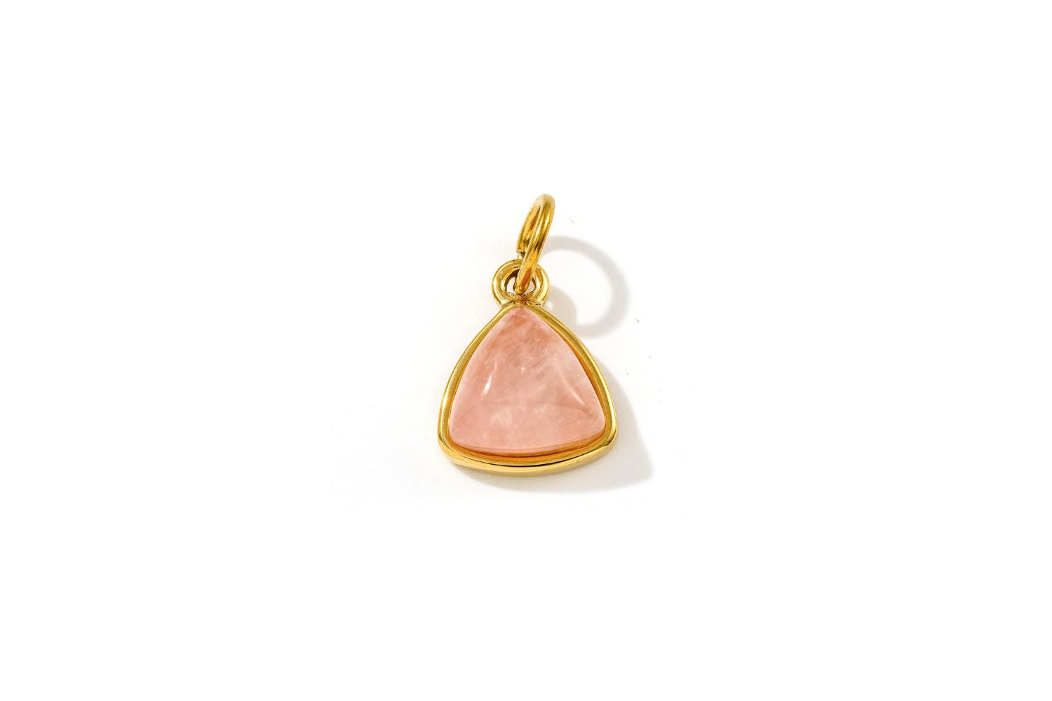 Kallisto rose quartz triangle pendant charm in 14k gold PVD