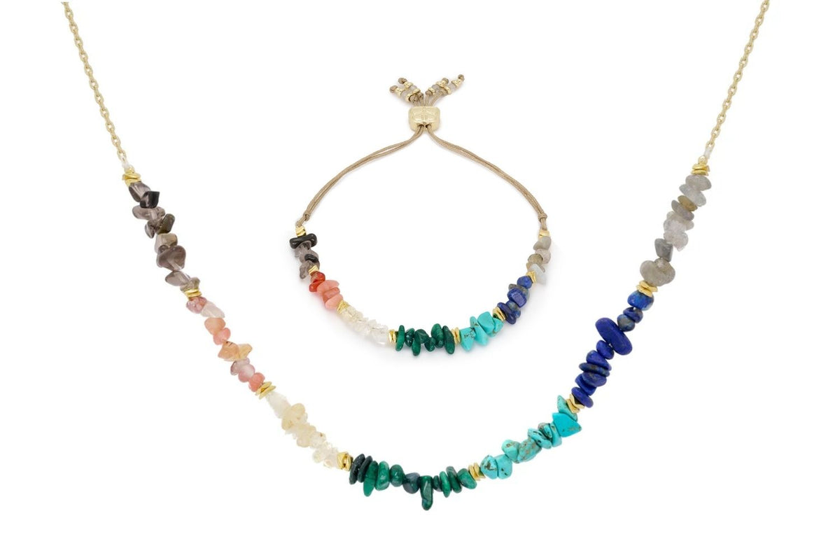Kenzo Chakra Gold Necklace and Bracelet Set