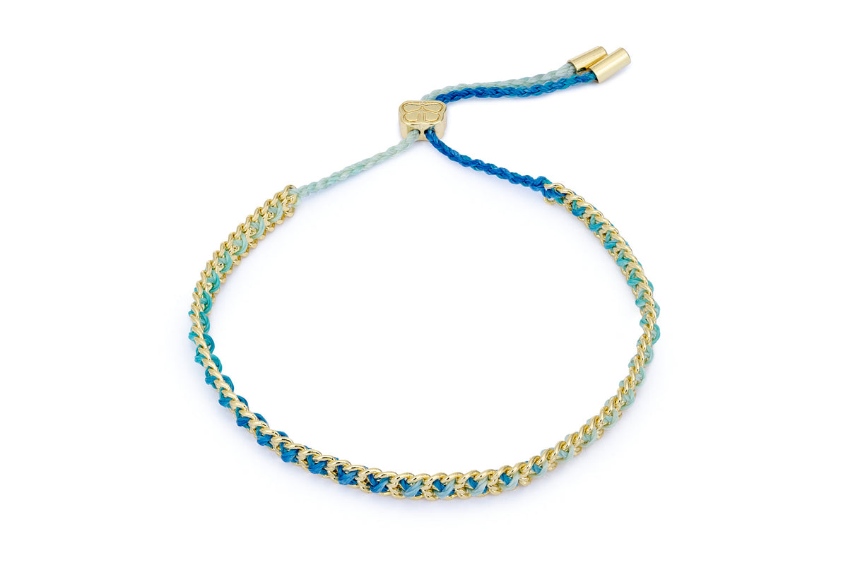 Lilia Gold & Blue Ombre Braided Bracelet