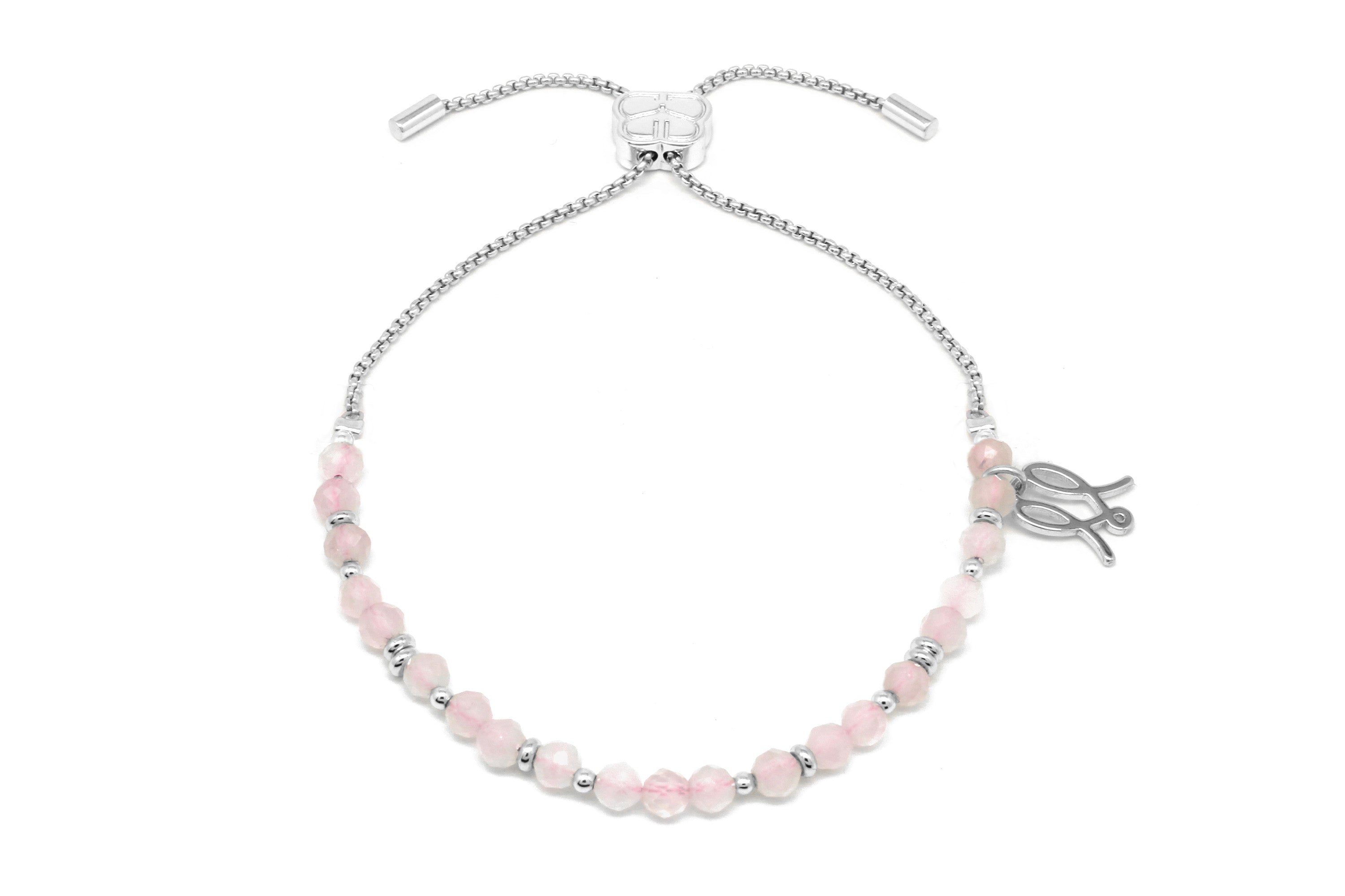 Cherished Rose Quartz Bracelet #color_silver