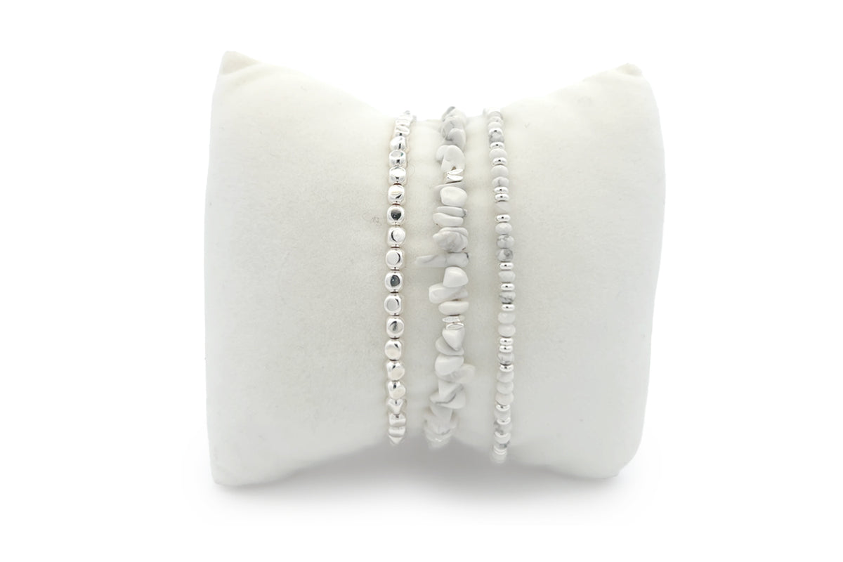 Malolo White Howlite Silver Stacking Bracelet