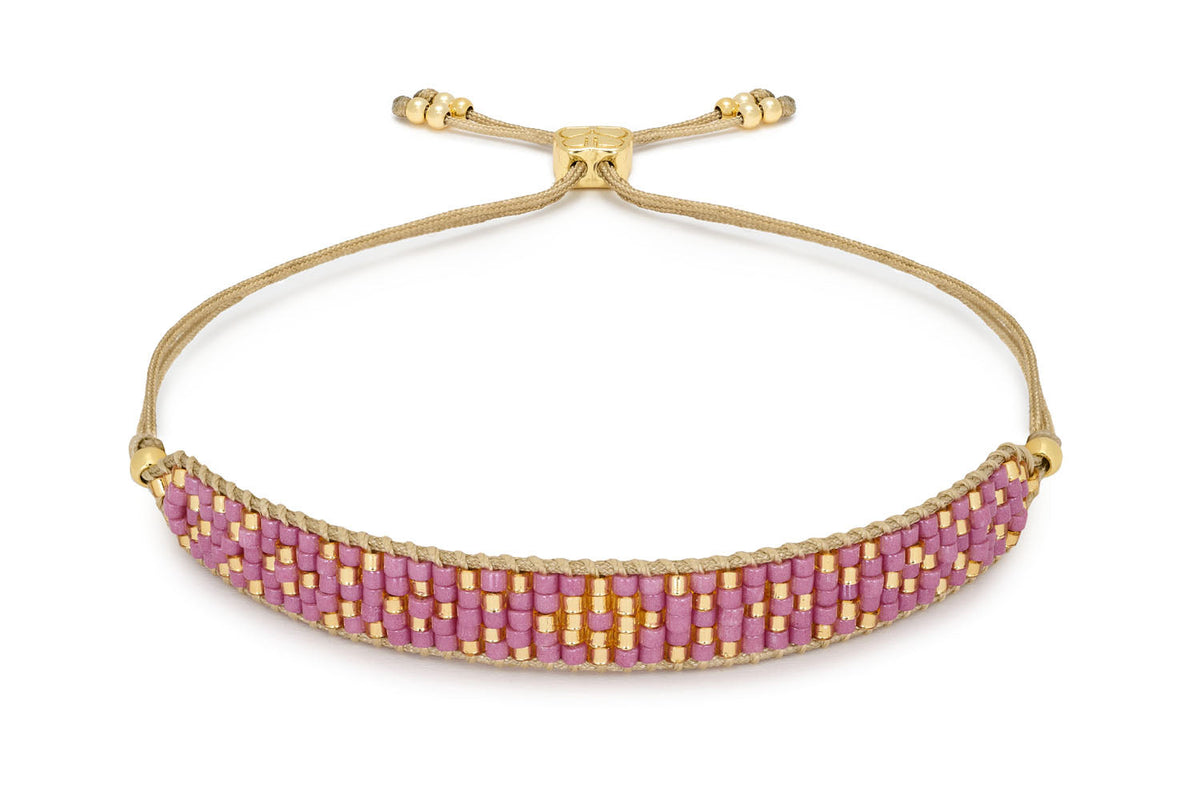 Maya Gold & Pink Beaded Friendship Bracelet