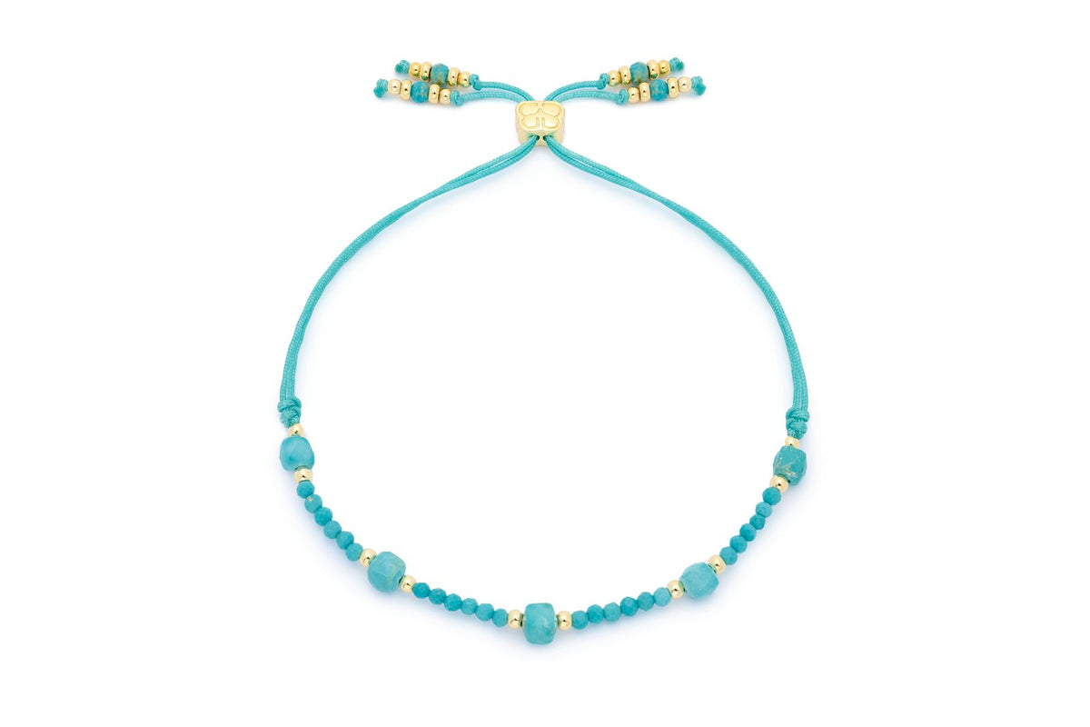 Meadow Gold Slider Beaded Turquoise Bracelet