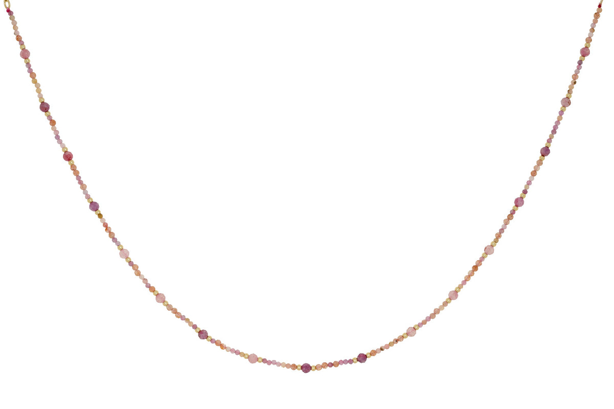 Melrose Pink Tourmaline Mix Gold Necklace