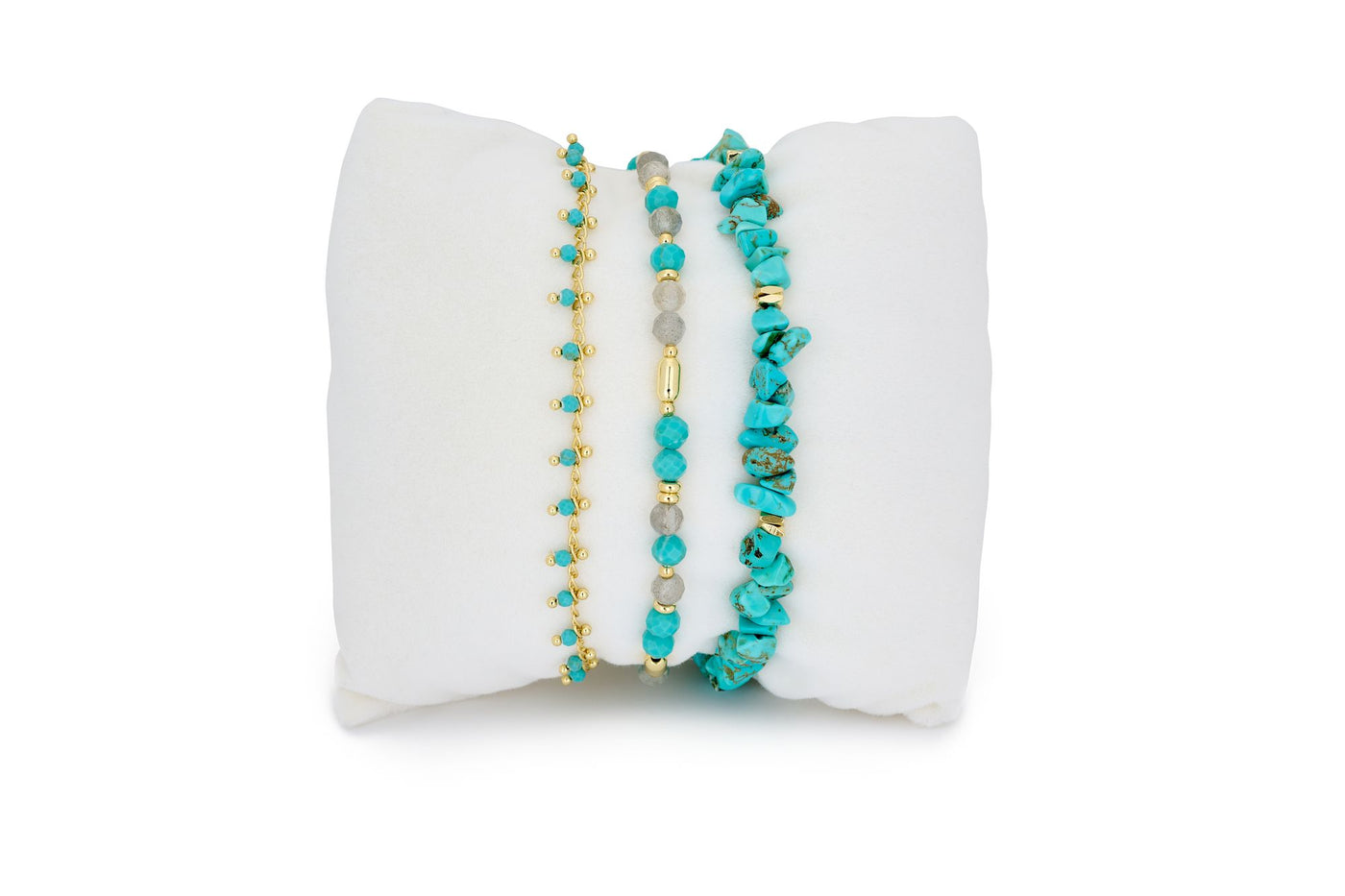 Milos Mixed Gemstone Beaded Bracelet | Azuni London 22K Gold | Amazonite Turquoise Jade main image 0