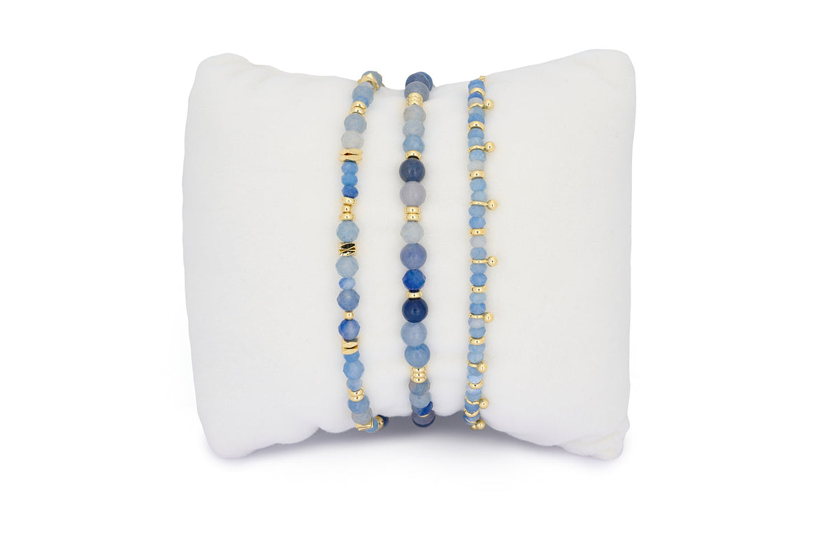 Moala Blue Aventurine & Gold Bracelet Stack