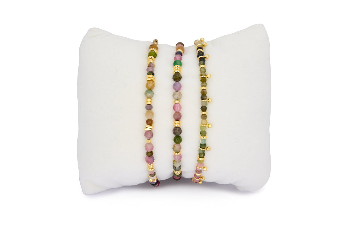Moala Gold & Tourmaline Beaded Bracelet Stack