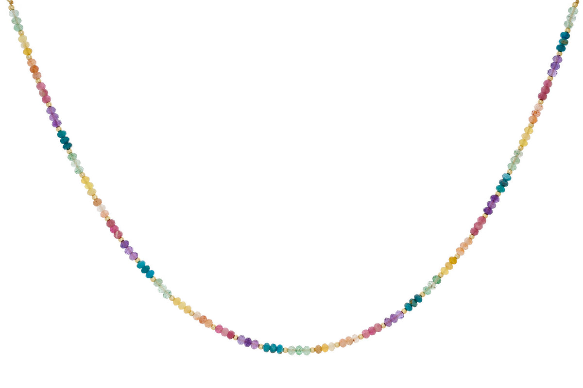 Molly Gold & Rainbow Beaded Gemstone Necklace