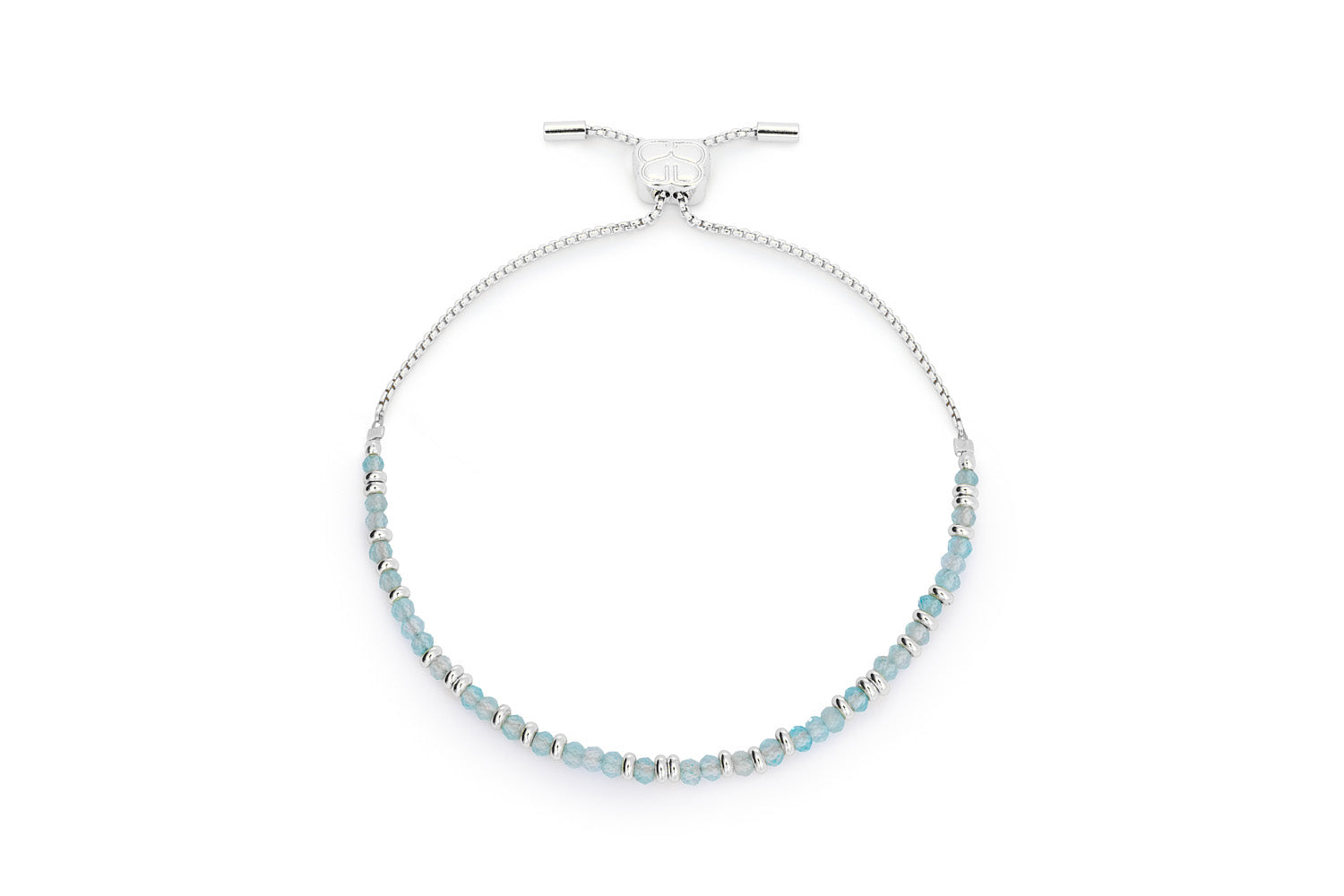 Mystical Silver & Blue Topaz Gemstone Slider Bracelet on white background
